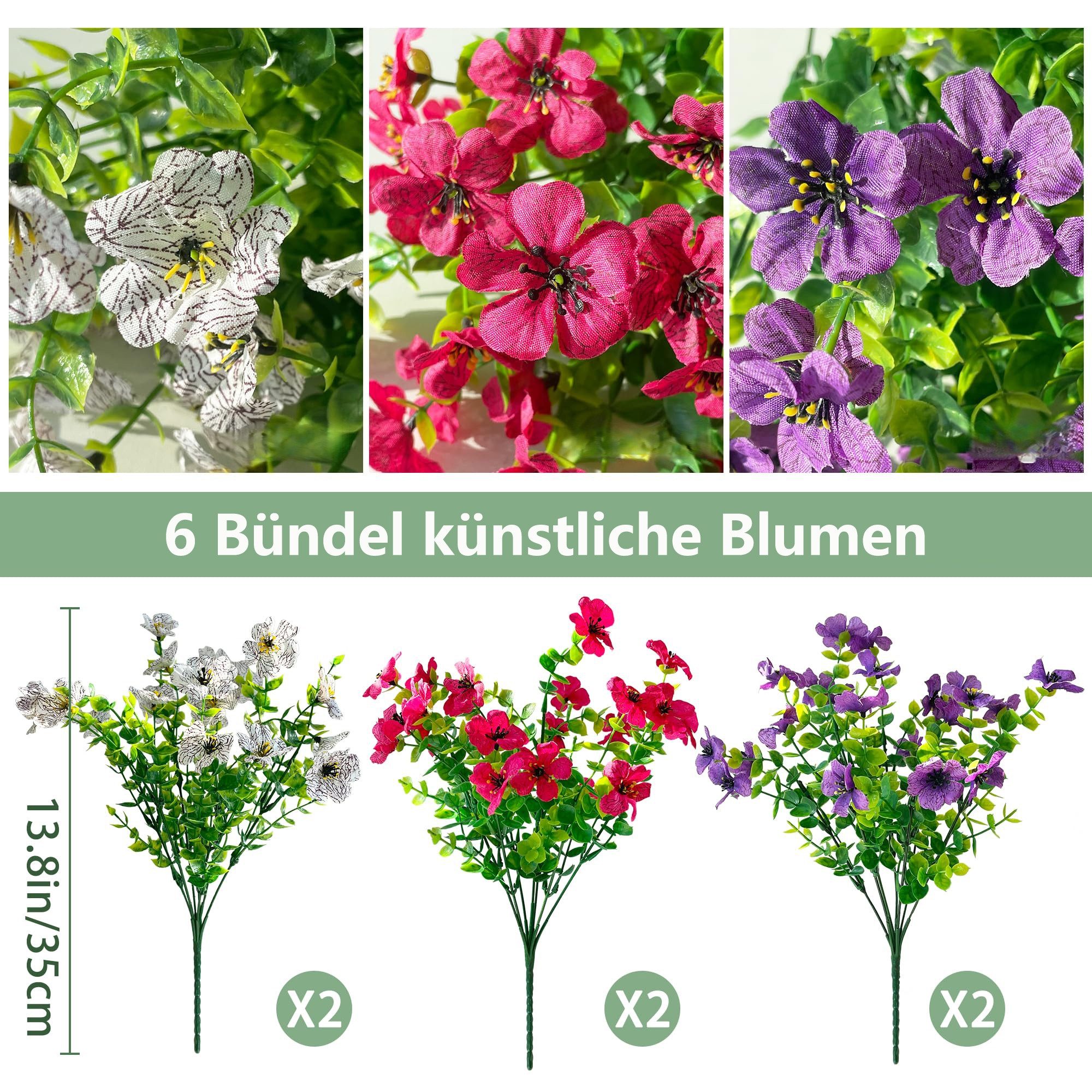 Kunstblume 6 Bündel Kunstblumen Frühling Künstlicher Blumenstrauß