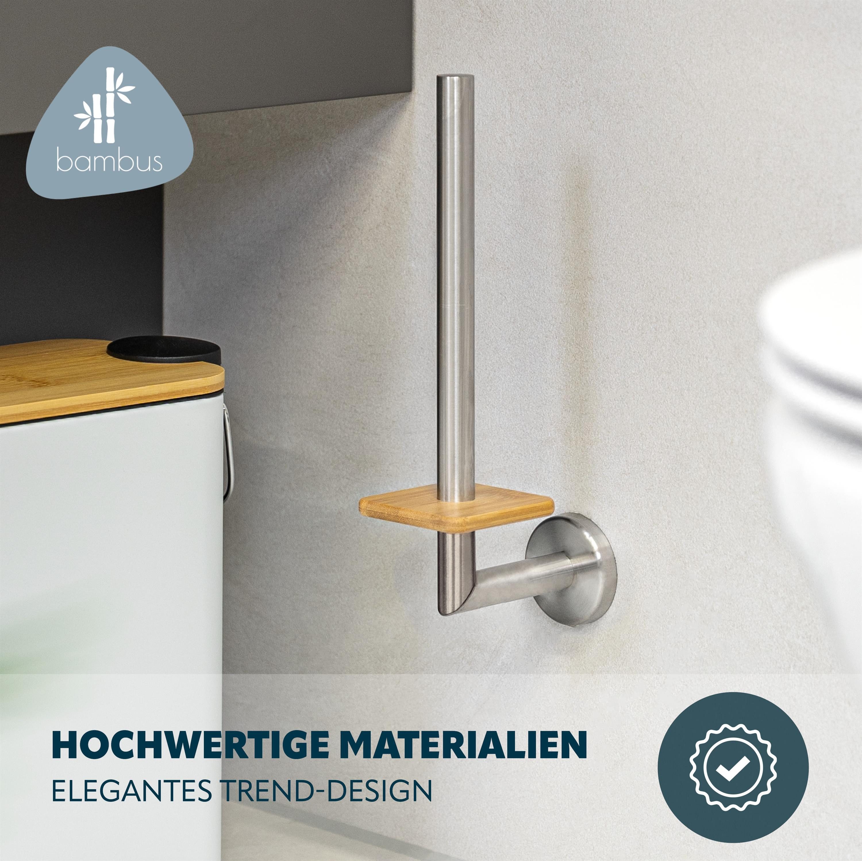 bremermann Toiletten-Ersatzrollenhalter Bad-Serie PIAZZA BAMBUS - mit Bambusboden und Edelstahl (1-St) – Bild 4 von 5