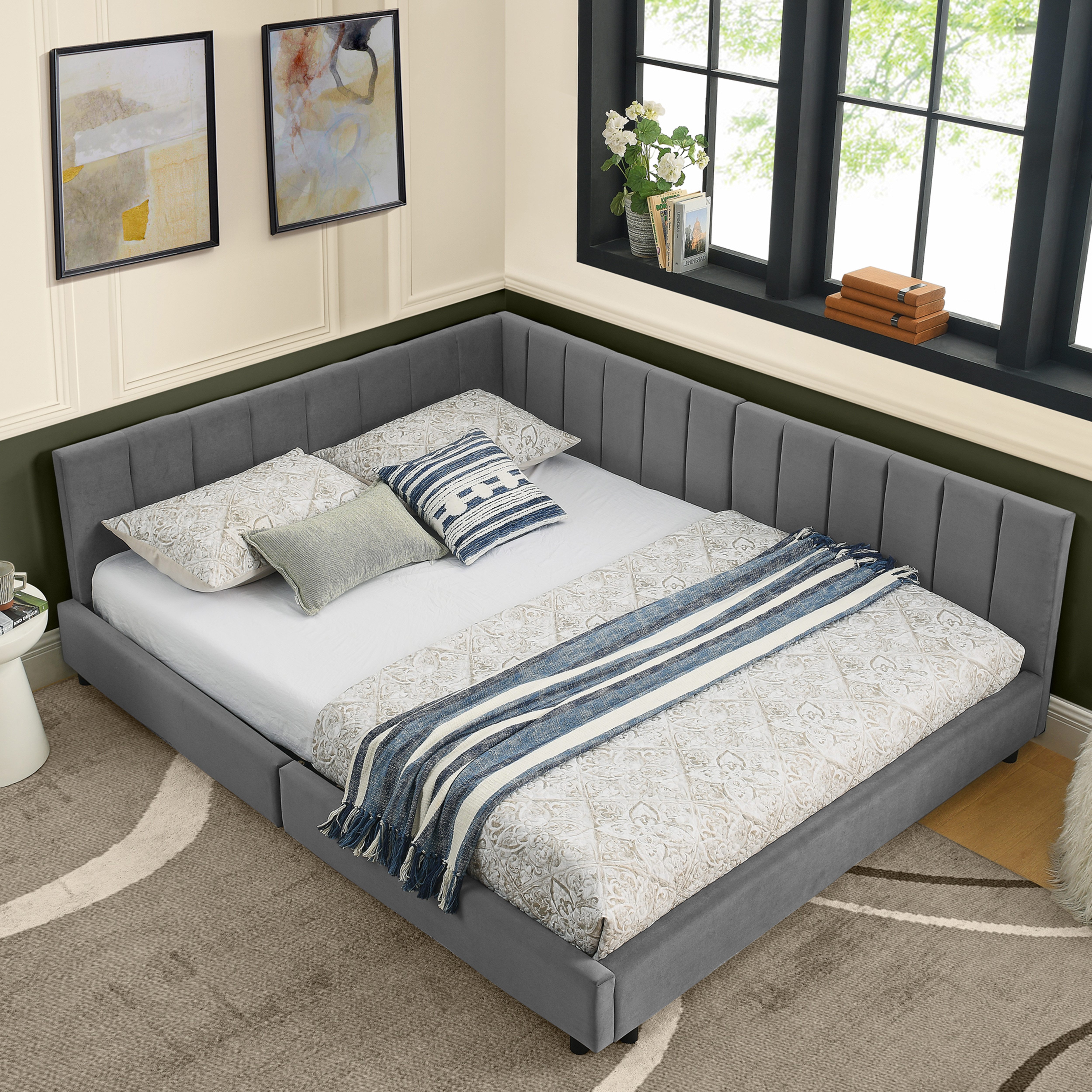 OKWISH Polsterbett Polsterbett 160x200 cm aus Samt mit hoher Rückenlehne (P günstig online kaufen