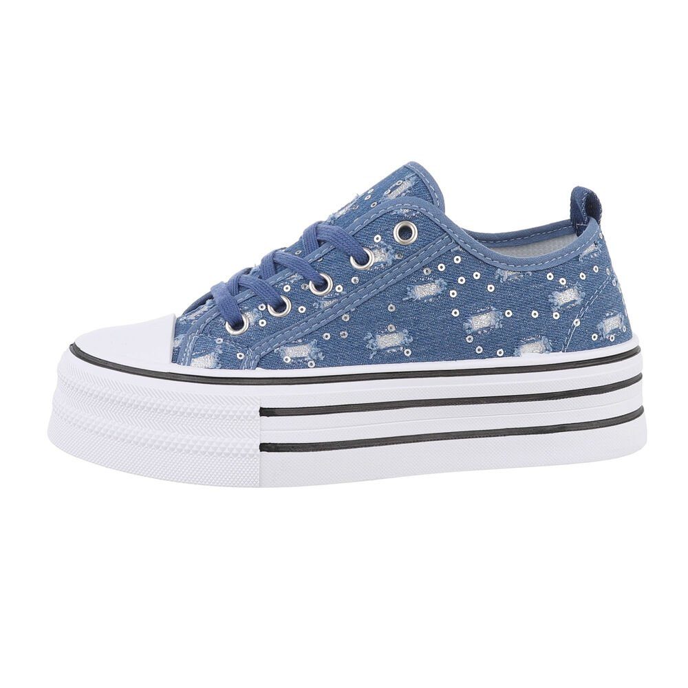 Ital-Design Komfort Sneaker mit erhöhter Sohle für Alltag & Freizeit Sneaker (85867652) Flach Sneakers Low in Blau