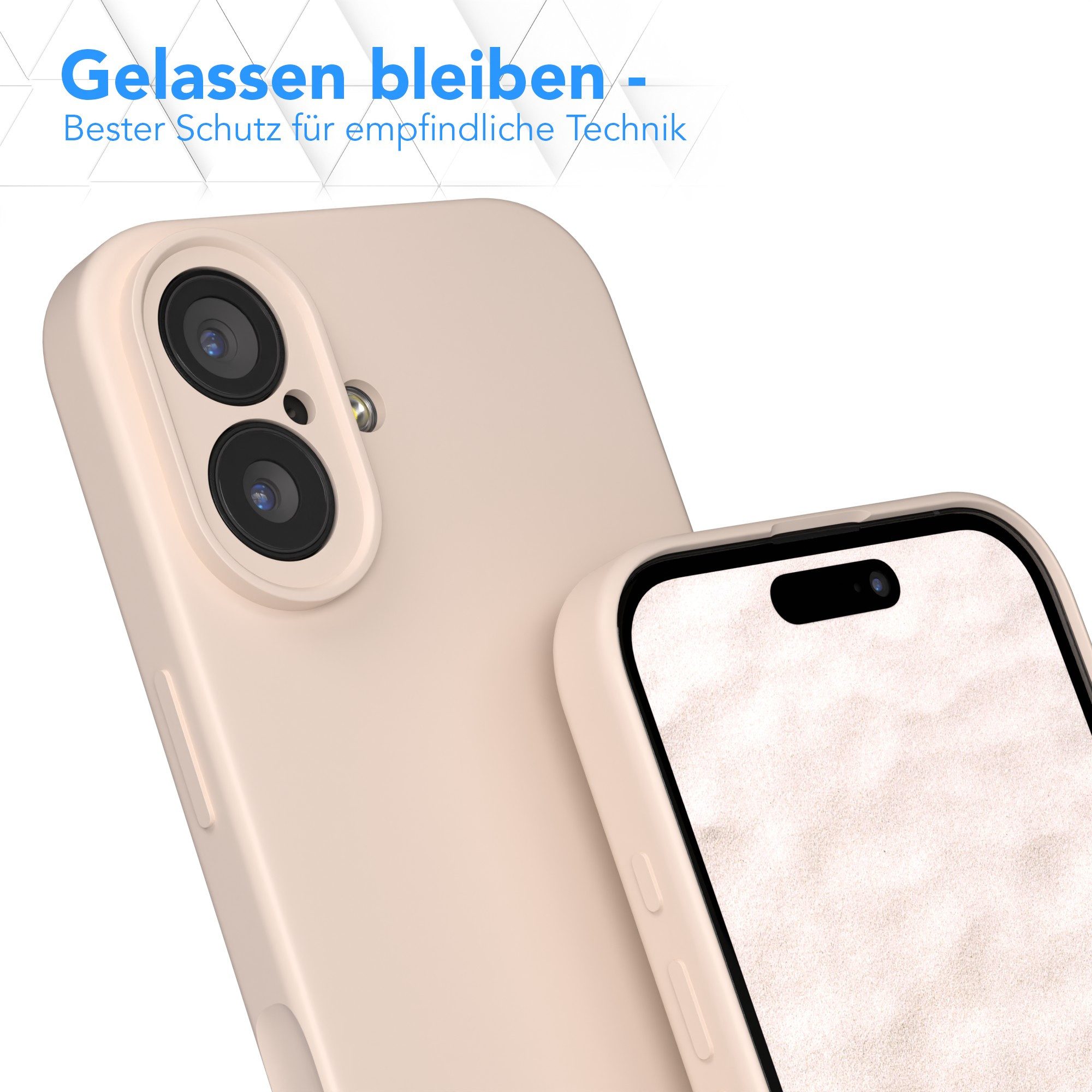 EAZY CASE Handyhülle für Apple iPhone 17 Hülle Silikon 6,3 Zoll, Bumper Case Matt Slimcover Silikonschutzhülle elastisch Taupe / Beige – Bild 4 von 5