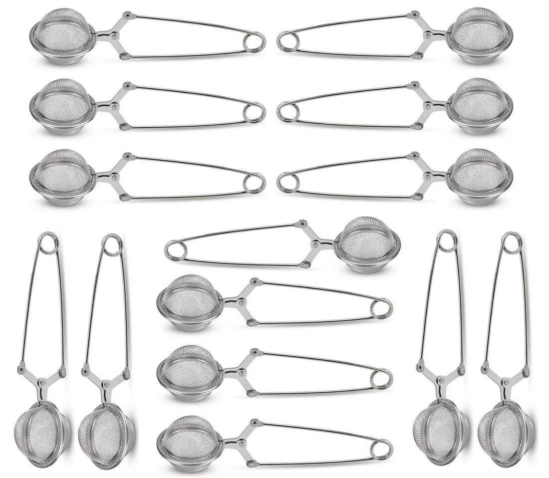 Abflusssieb Set aus 14 Stück Teezange aus Edelstahl, 14er Pack Teeklammer für