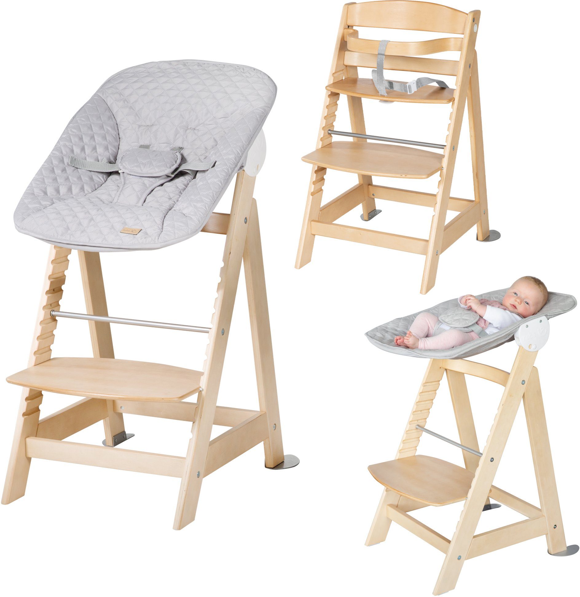 roba® Hochstuhl Treppenhochstuhl 2-in-1 Set Style, Born Up, mit Neugeborenen-Aufsatz – Bild 2 von 4