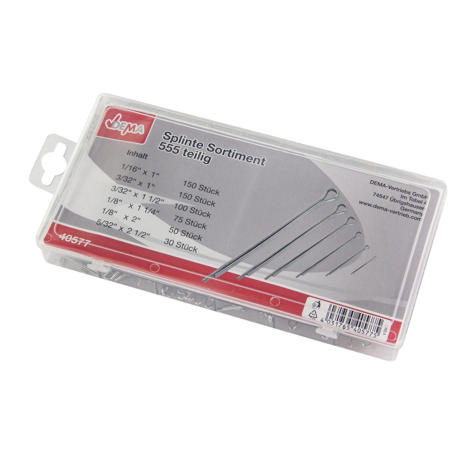 DEMA Standardsplint Splinte Sortiment 555 Stk.