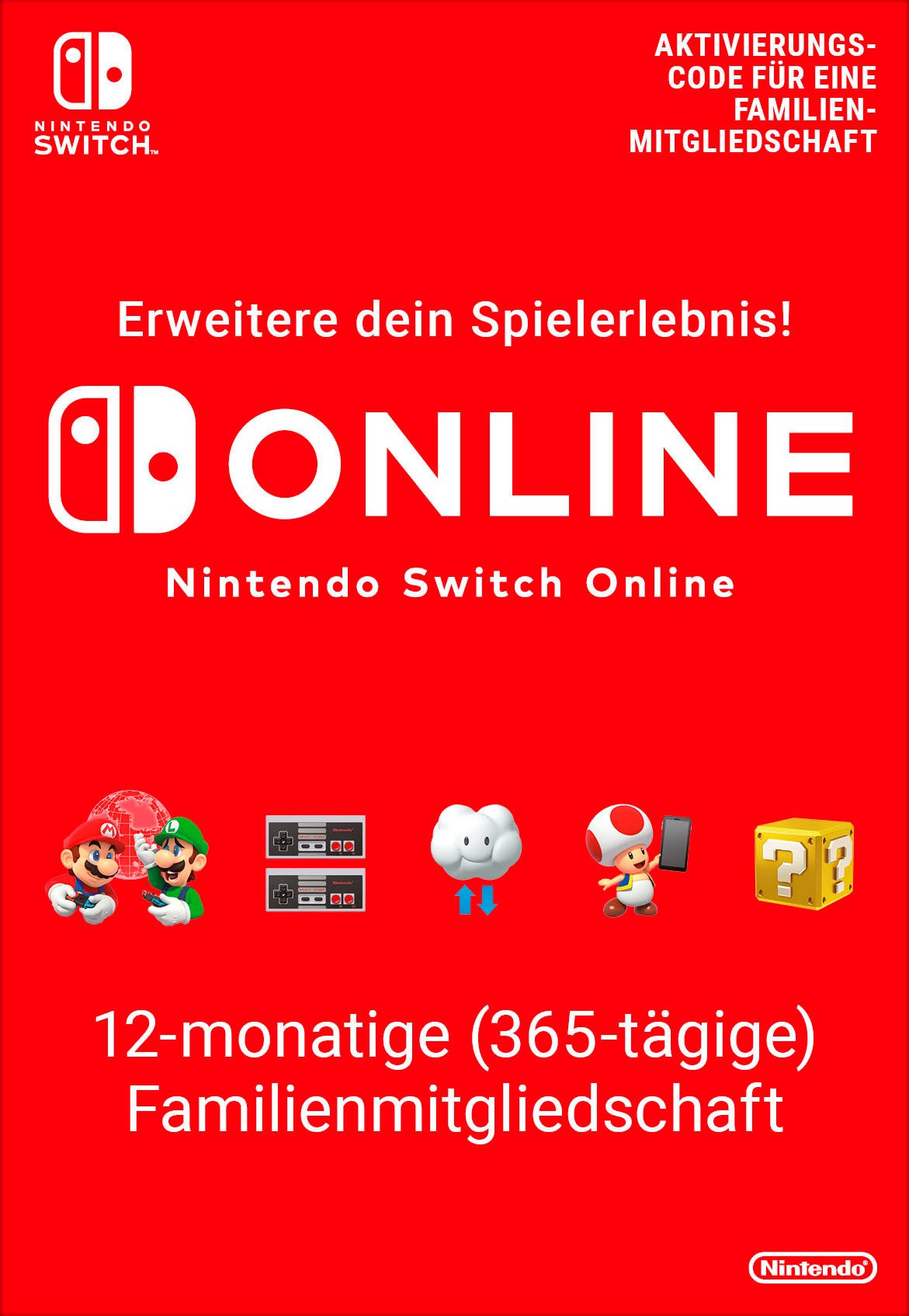Nintendo Switch Online Mitgliedschaft - 365 Tage Family (Download-Code), Nintendo Switch