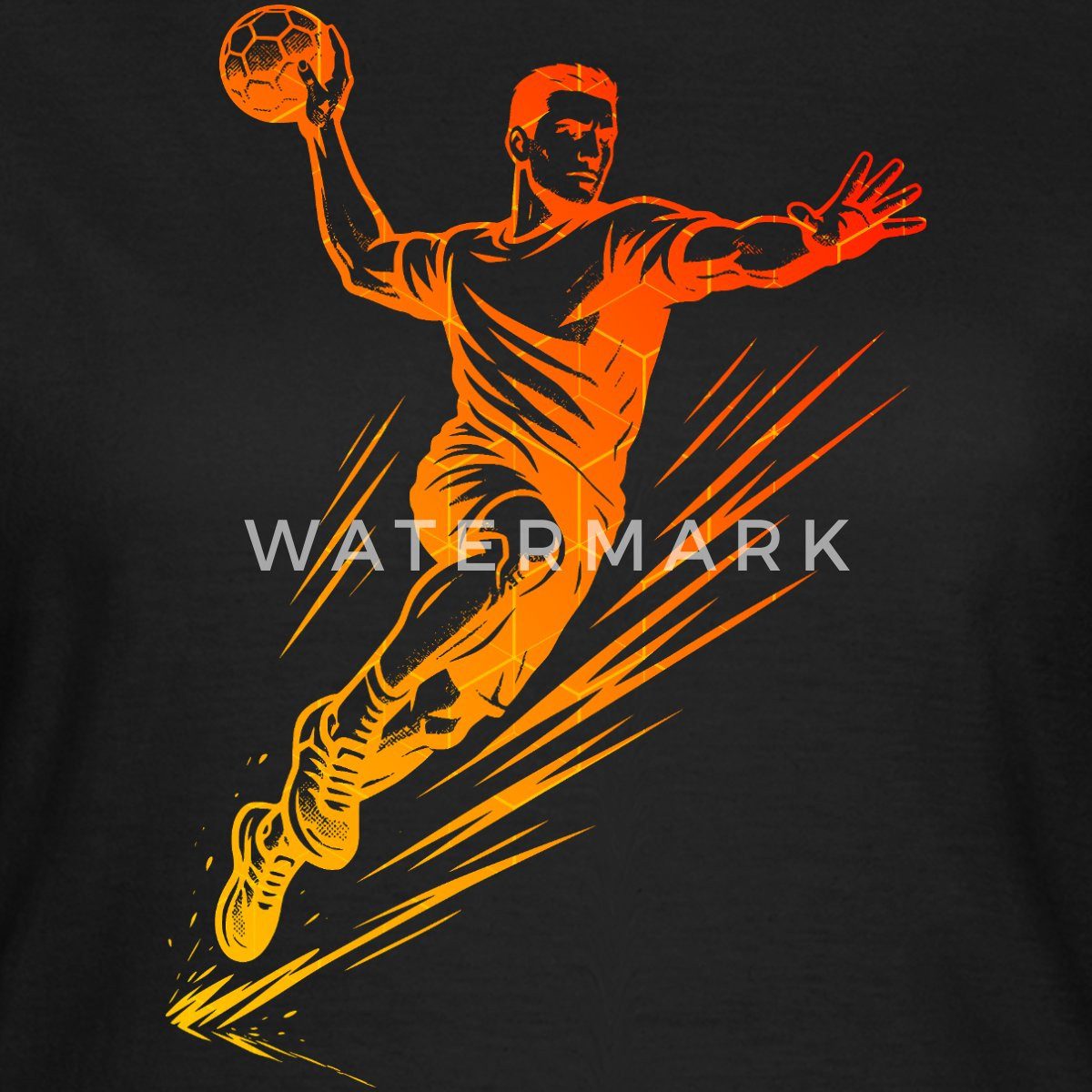 Spreadshirt T-Shirt Handball Spieler Silhouette Deutschland Farben Frauen T-Shirt (1-tlg) Slim Fit, fällt klein aus