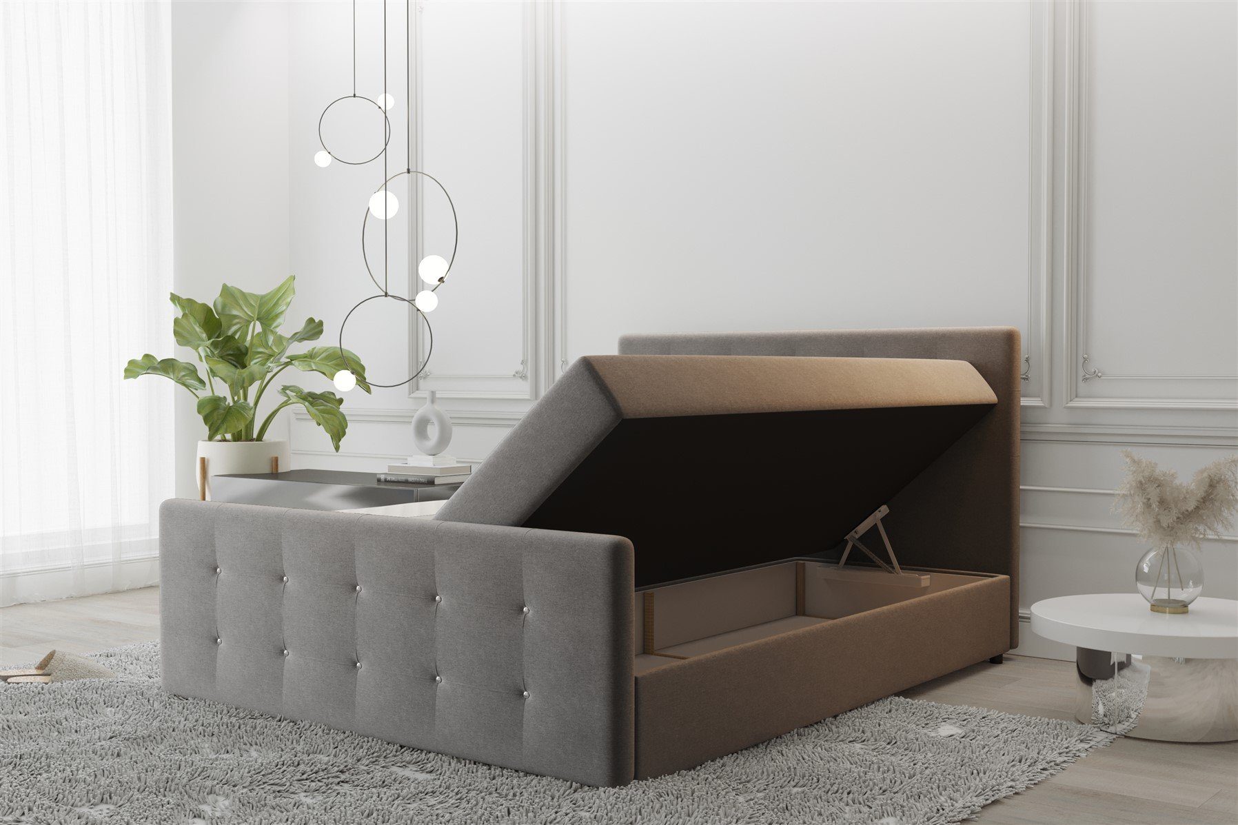 Fun Möbel Boxbett Schlafzimmerbett MAURO Überlänge in Stoff Soro (inkl. Bettkästen, inkl. Kaltschaumtopper), Strasssteine in Kopf- und Fußteil