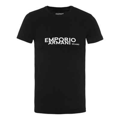 Emporio Armani T-Shirt »Crew Neck Stretch Cotton« mit großem Markenlogo der Vorderseite