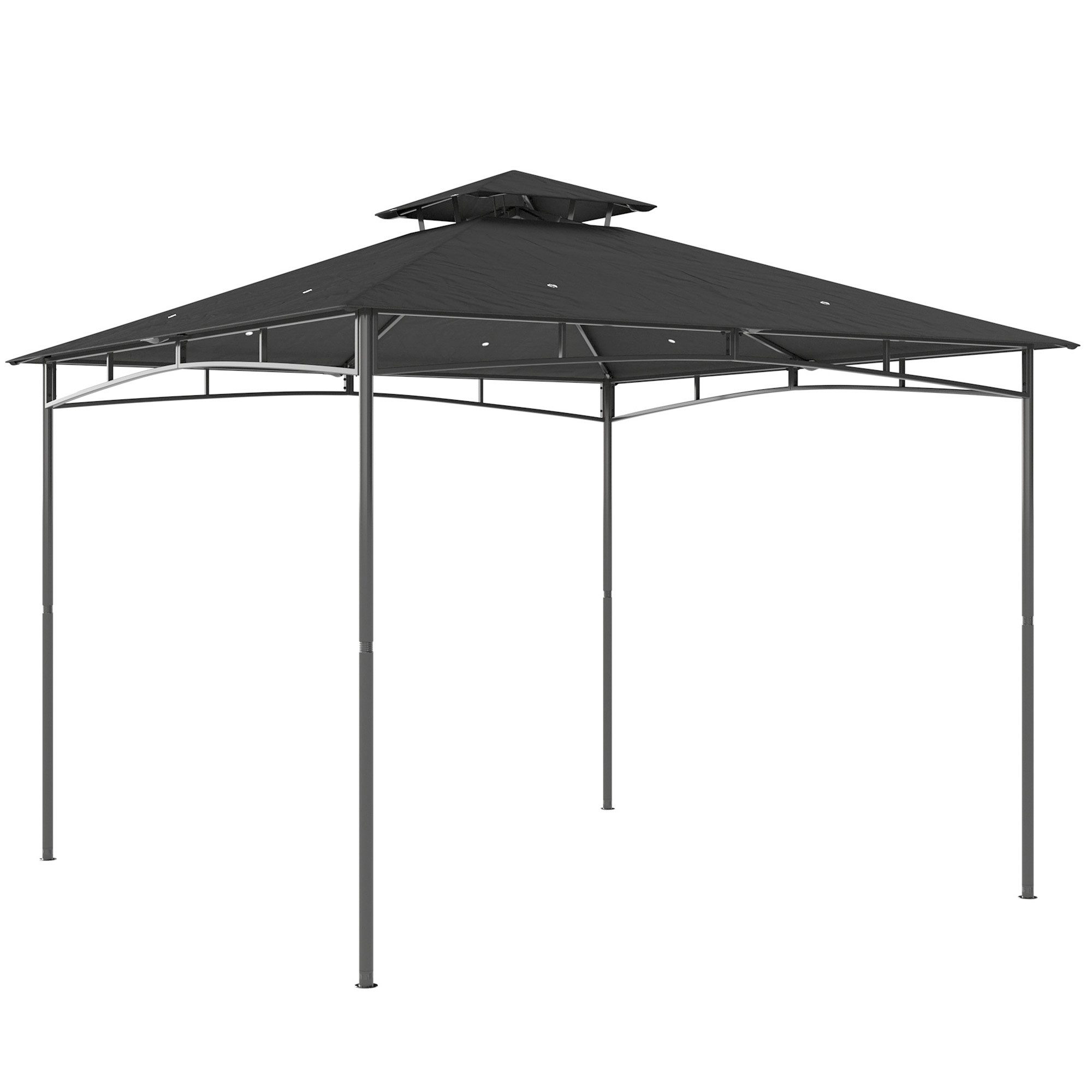 Outsunny Pavillon mit zurückziehbar Obenrahmen, Doppeldach, mit 0 Seitenteilen, (Gartenpavillon, Gartenzelt), BxT: 300x300 cm