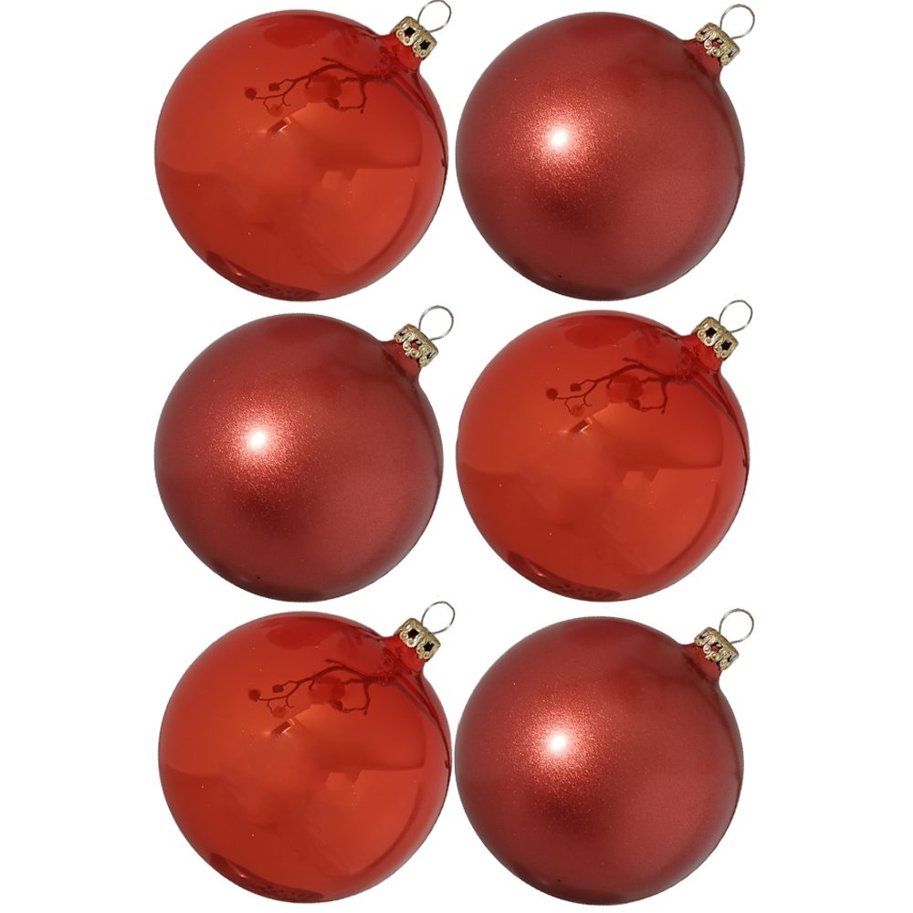 Schatzhauser Weihnachtsbaumkugel Weihnachtskugel-Set kupfer (6 St), mundgeblasen