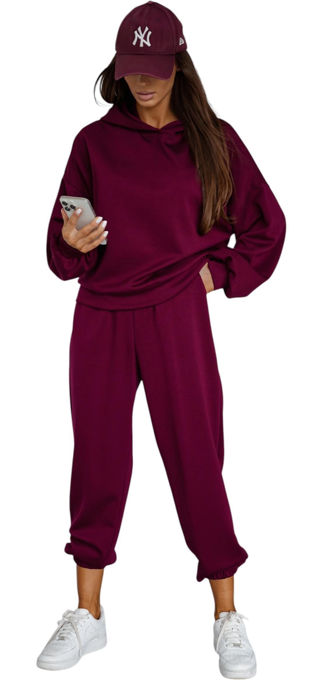 EloModa Jogginganzug Damen Trainingsanzug Oversize Jogginganzug 2-teilig Hoodie und Jogging (2-tlg)