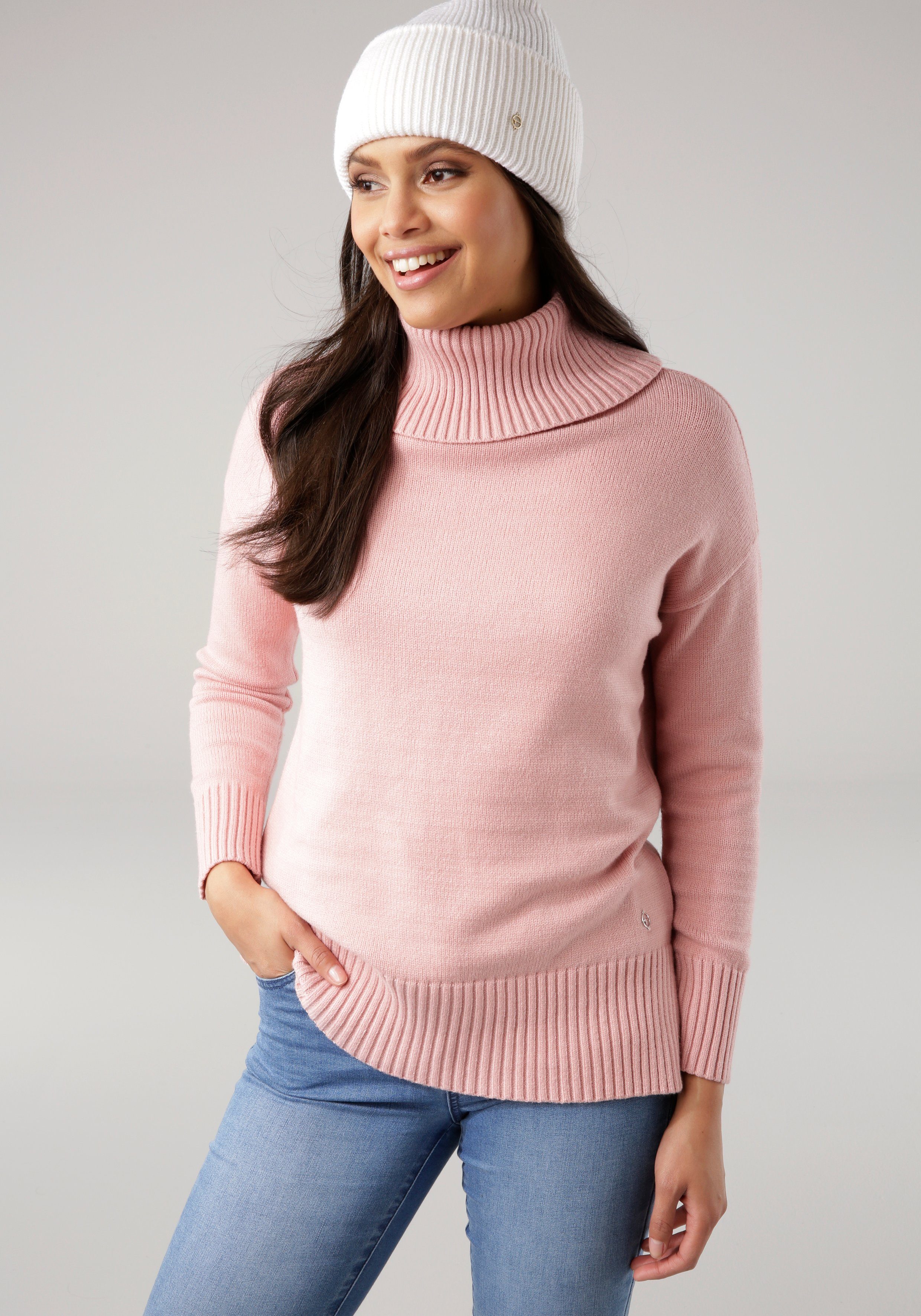 Tamaris Rollkragenpullover mit Rippdetails