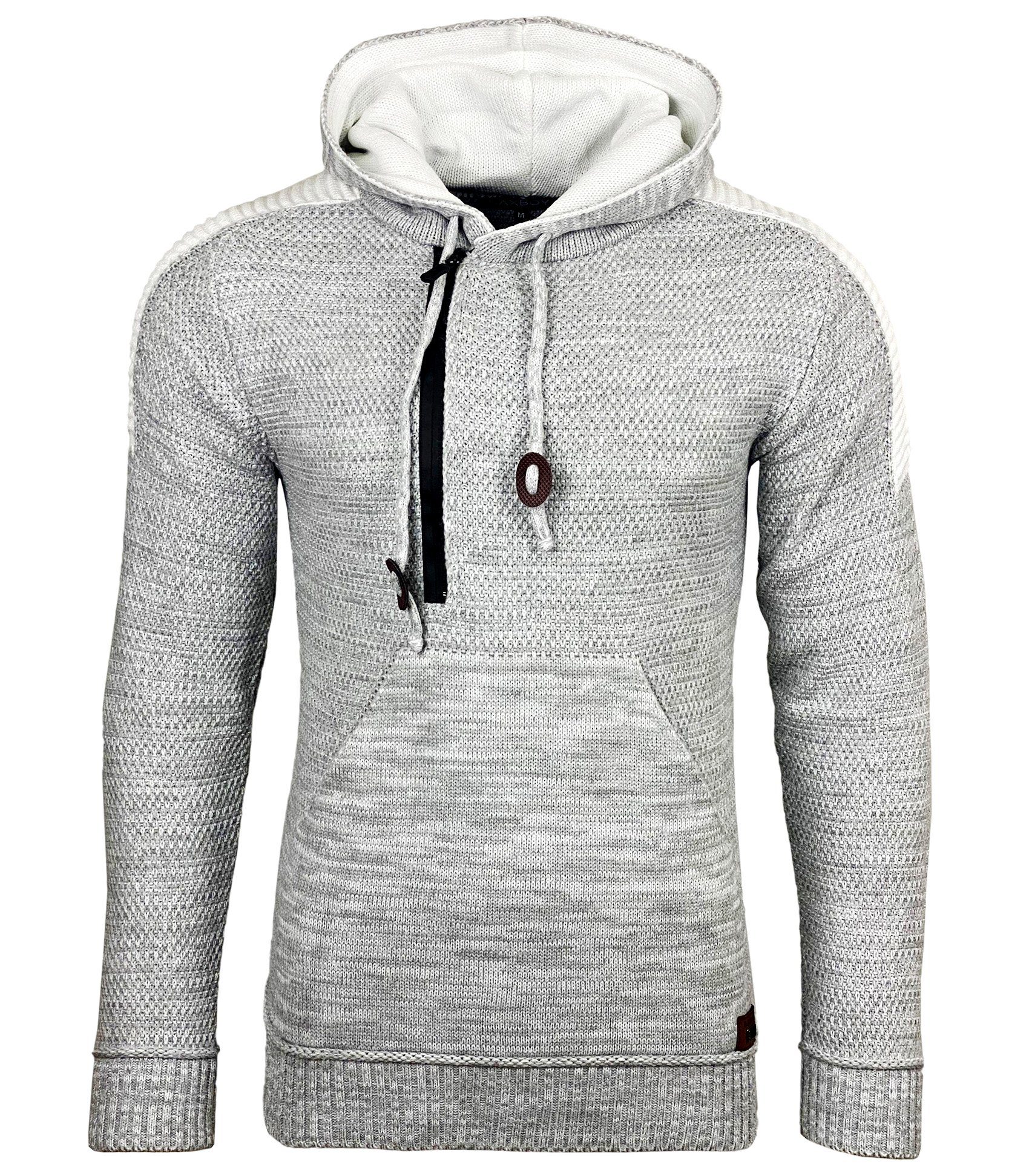 Strickpullover Baxboy Herren Strick Pullover Kapuzenpullover Reißverschluss B_290