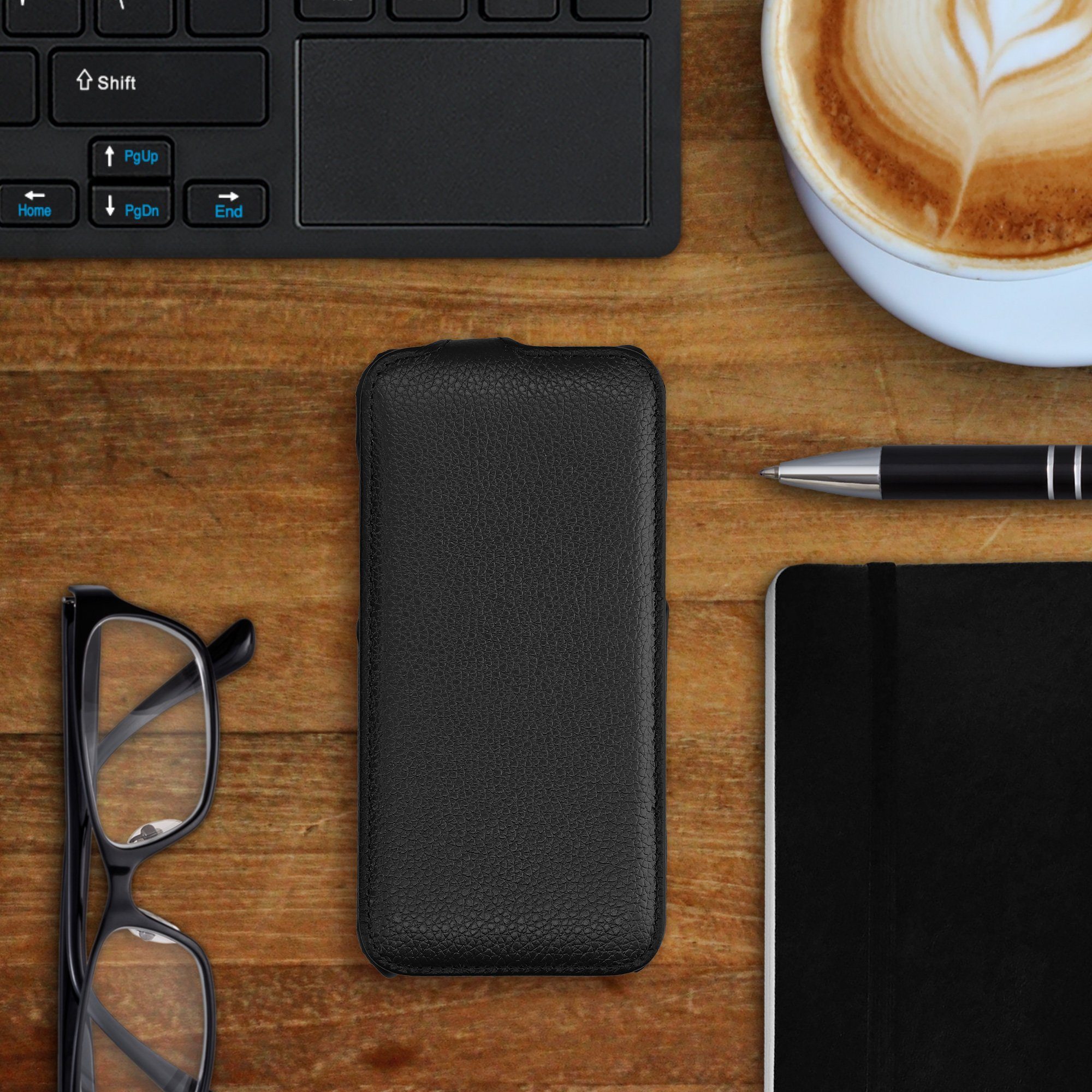 kalibri Handyhülle Flip-Hülle Ultra Slim Tasche für Apple iPhone 13 mini, Leder Schutzhülle Case