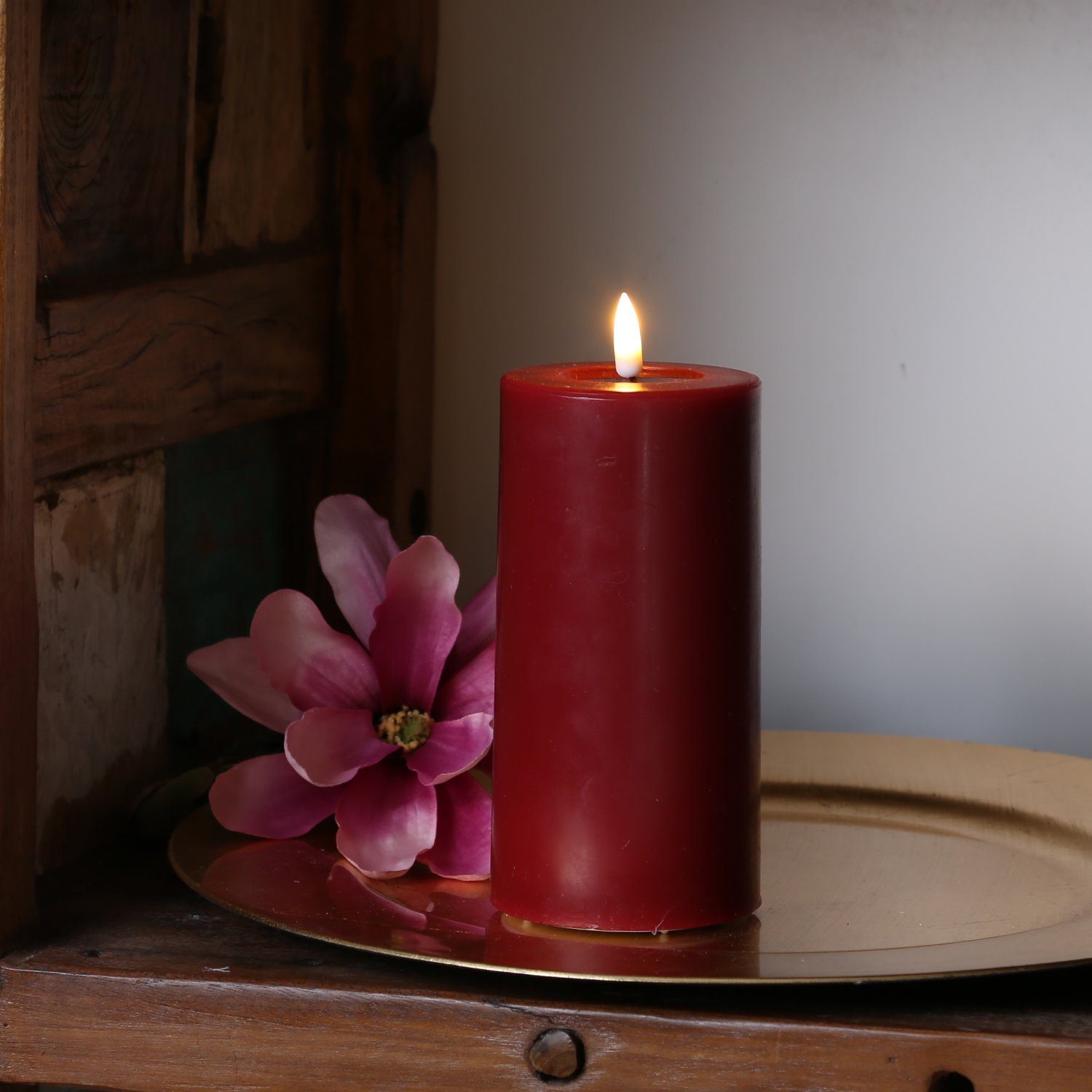 Deluxe Homeart LED-Kerze Mia Echtwachs Wachsspiegel flackernd H: 15cm D: 7, günstig online kaufen