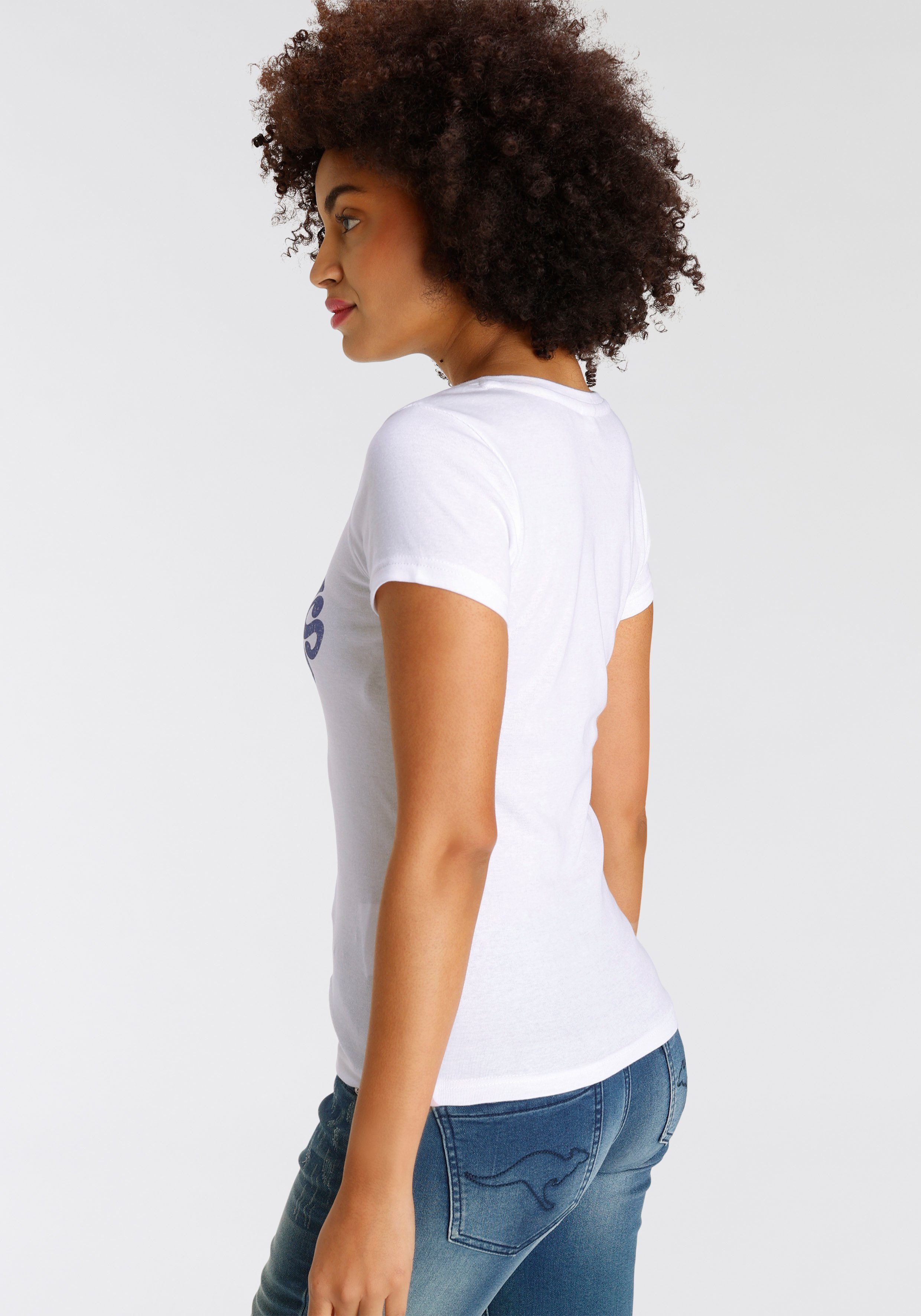 KangaROOS Print-Shirt mit herzlichem NEUE weiß-blau - KOLLEKTION Retro-Logoprint