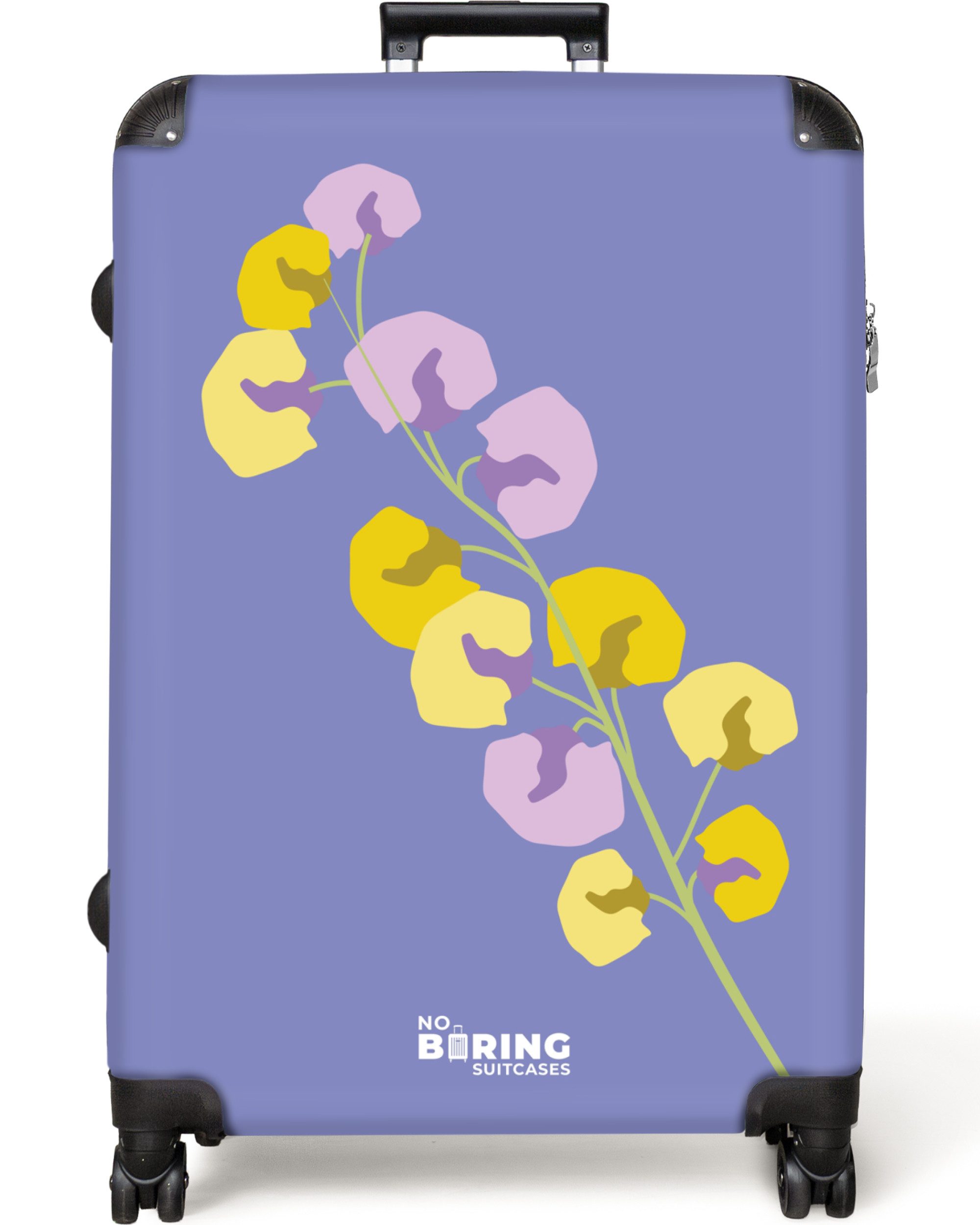 NoBoringSuitcases.com© Hartschalen-Trolley Lila mit bunter Blume günstig online kaufen