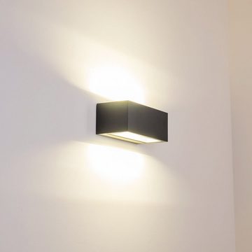 hofstein Außen-Wandleuchte »Carsoli« LED-Außenlampe, Außenwandleuchte aus Aluminium in Anthrazit, 4000 Kelvin, 1240 Lumen, mit Up- und Down Lichteffekt für die Hauswand