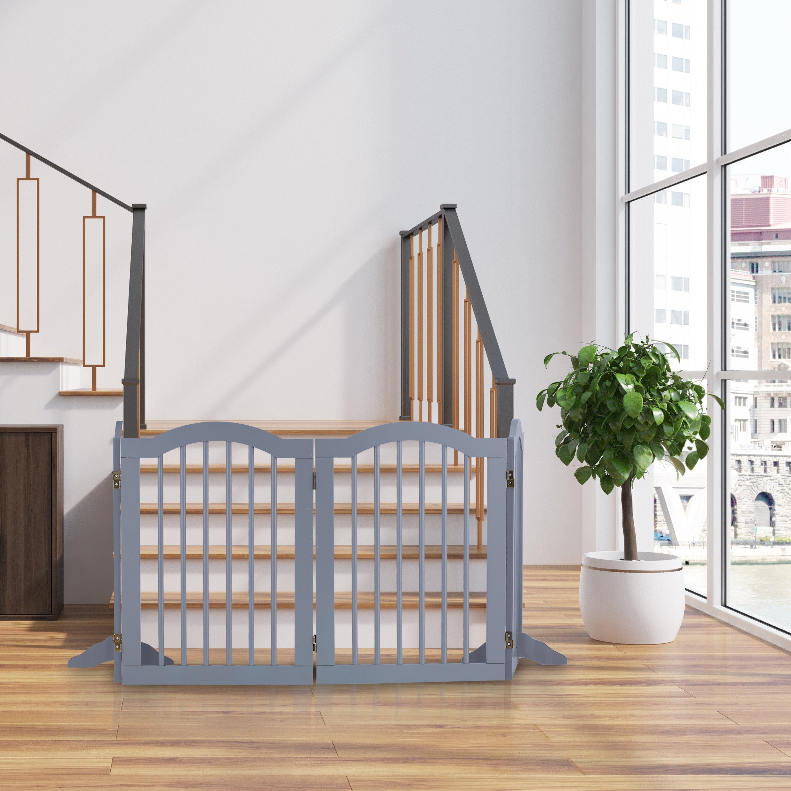 relaxdays Universalschutzgitter Graues Absperrgitter 70 cm hoch (4-teiliges Set, 4 St., 1 x Schutzgitter, 2 x Standfüße (ohne Deko)