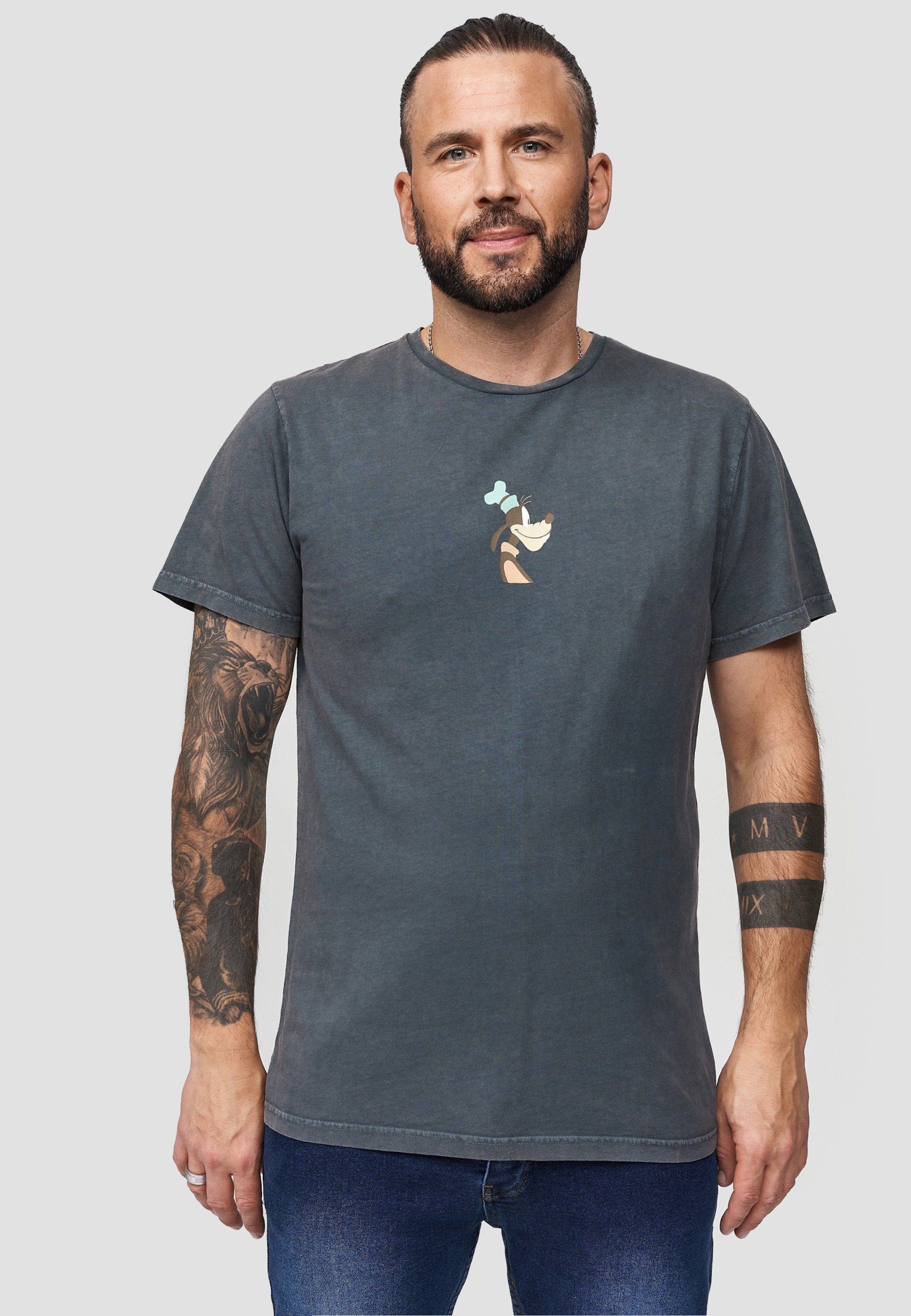 Recovered T-Shirt Disney Goofy Side Profile GOTS zertifizierte Bio-Baumwolle Kohlegrau