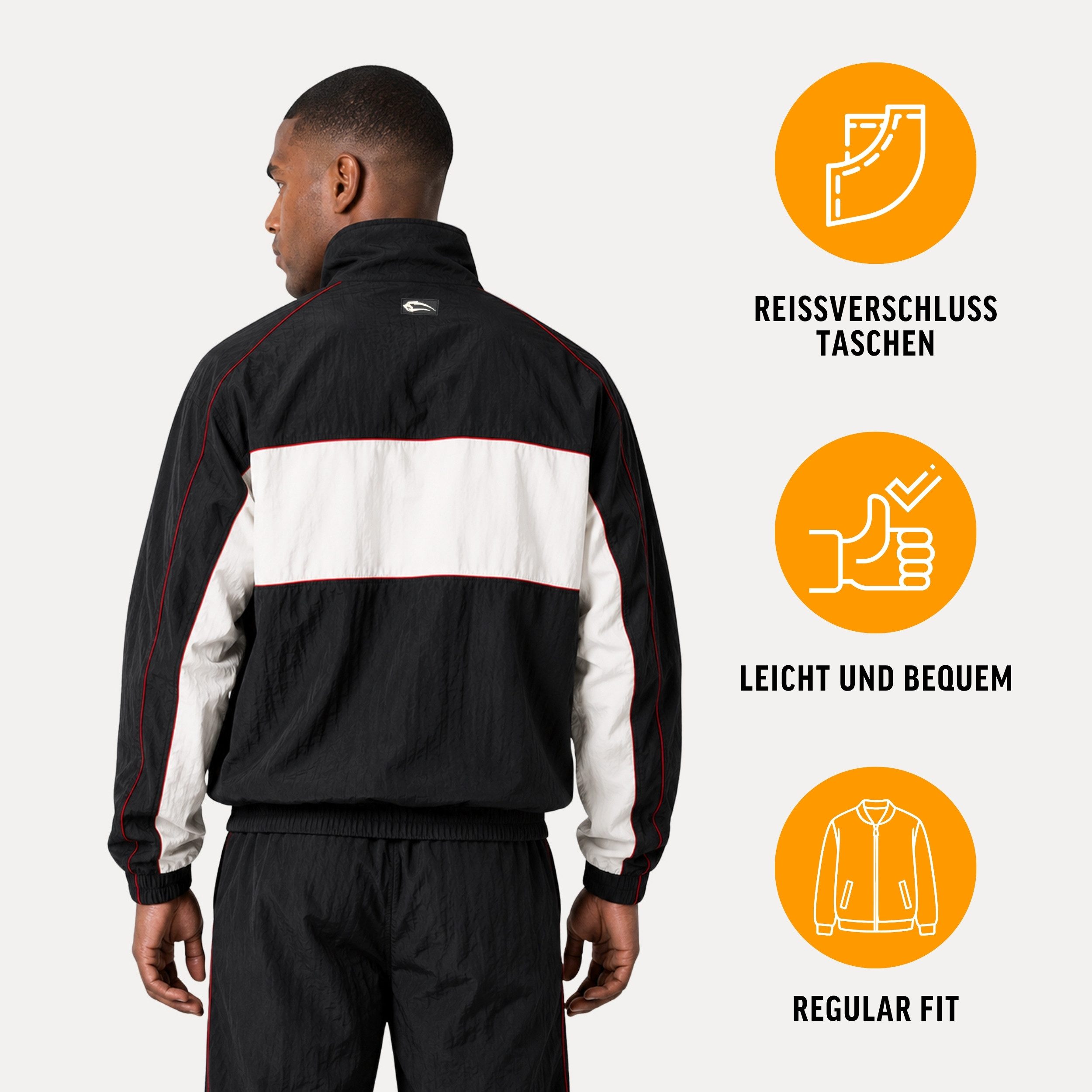 Smilodox Outdoorjacke Sven Herren, FILA Trainingsjacke, Regular Fit, Track Jacke, Gym FILA Kollaboration, Logo Design, Stehkragen, Side Stripes, Zip
