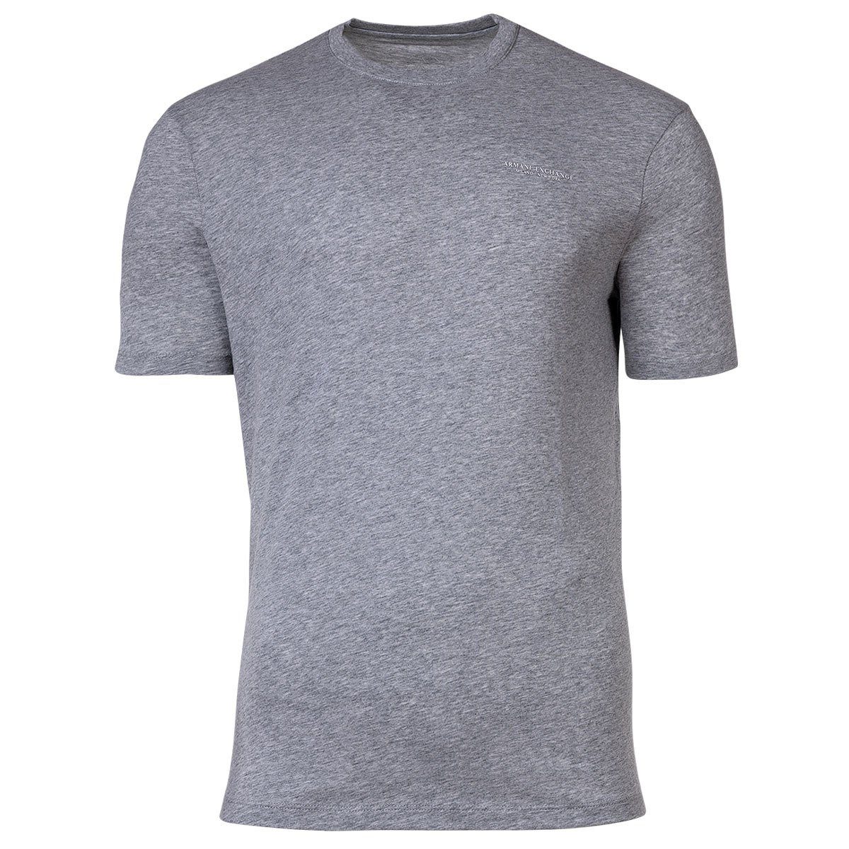 Grau Rundhals, Cotton T-Shirt ARMANI Herren T-Shirt - Logoschriftzug, EXCHANGE