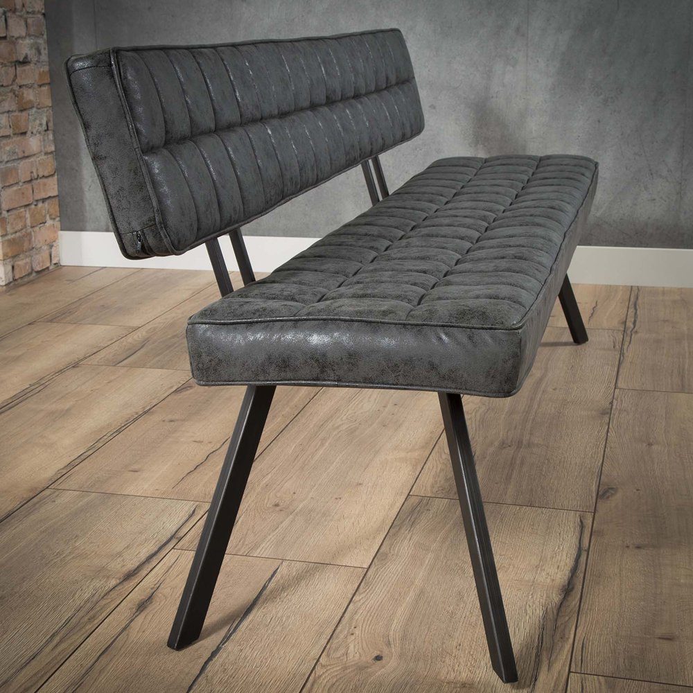 Maison ESTO Essbank Küchenbank Esstischbank vintage schwarz Sofabank 180 cm