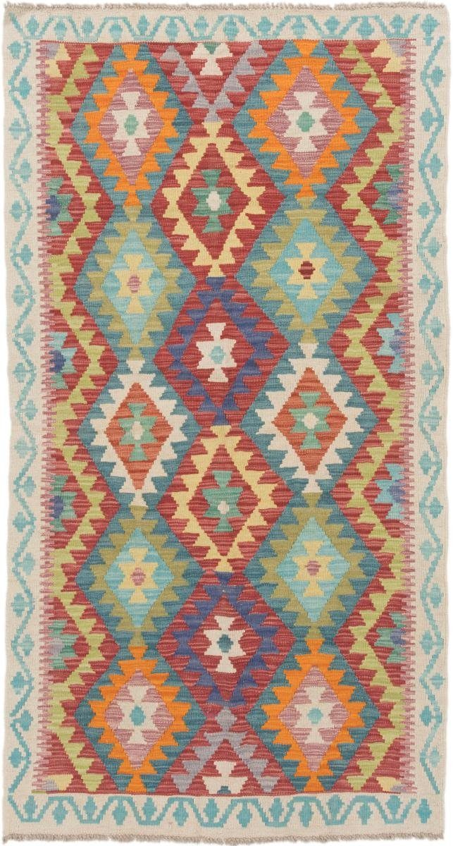 Orientteppich Kelim Afghan 102x194 Handgewebter Orientteppich Läufer, Nain Trading, rechteckig, Höhe: 3 mm