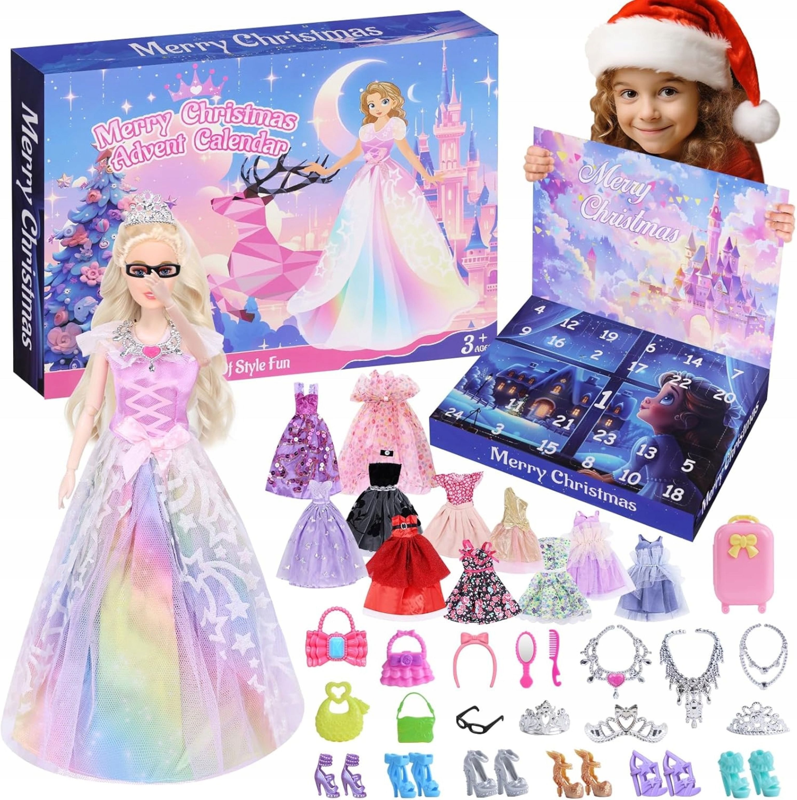 Festivalartikel Adventskalender Adventskalender Mädchen 2025 – Puppe mit Kleidung & Schuhen 24 Teile (1-tlg)