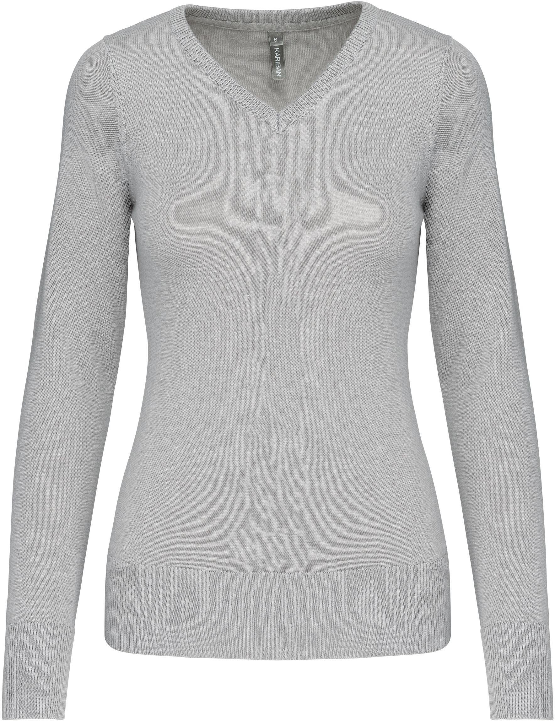 Kariban Sweatshirt Damenpullover mit V-Ausschnitt