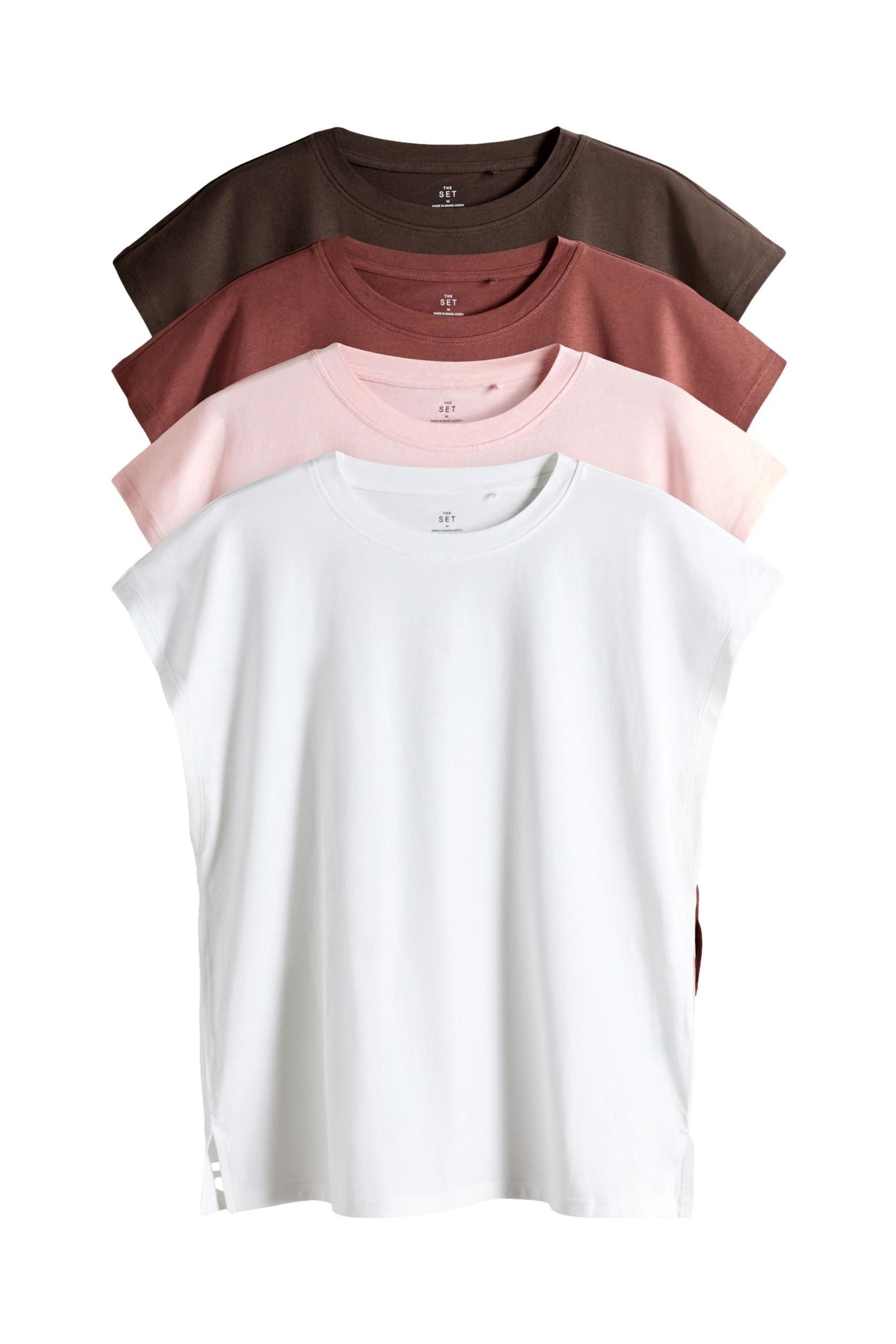 The Set T-Shirt The Set 4er-Pack T-Shirts, überschnittene Ärmel (4-tlg) günstig online kaufen