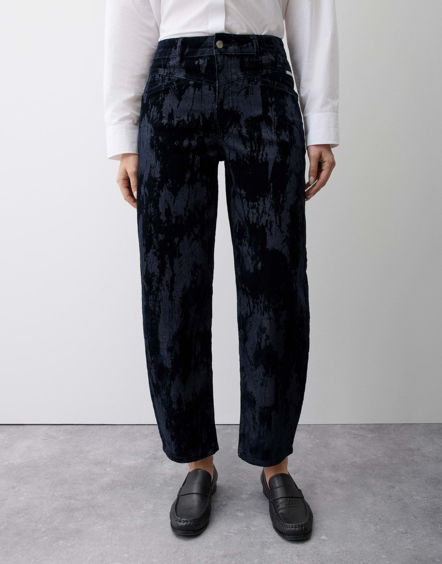 OPUS PANTS Relax-fit-Jeans mit Ausbrenner Effekt Mid Rise Ovale Beinform mit samtigem Griff und schrägen Eingrifftaschen