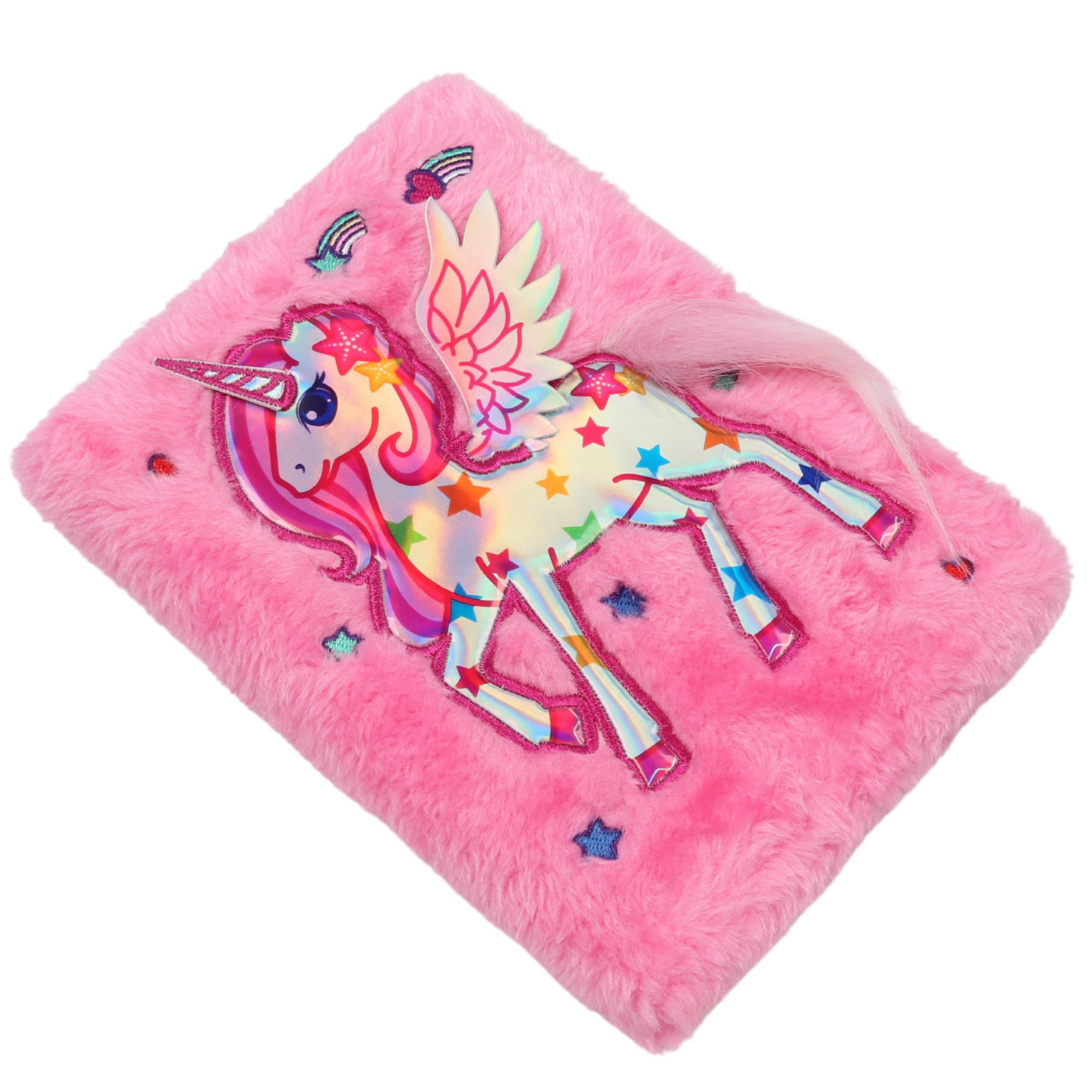 Sarcia.eu Notizbuch Einhorn Rosa Plüsch Notizbuch/Tagebuch liniert A5