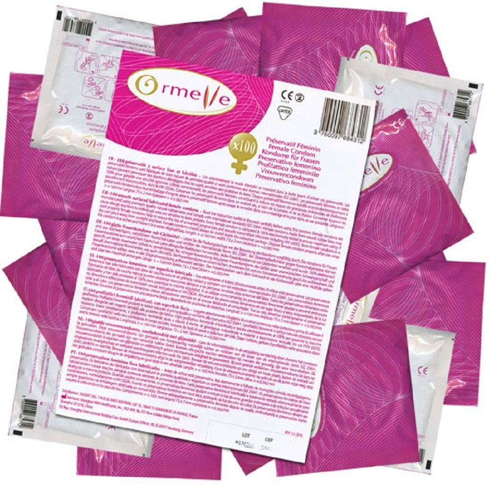 Ormelle Kondome Female Condom Packung mit, 100 St., französische Frauenkondome aus Latex