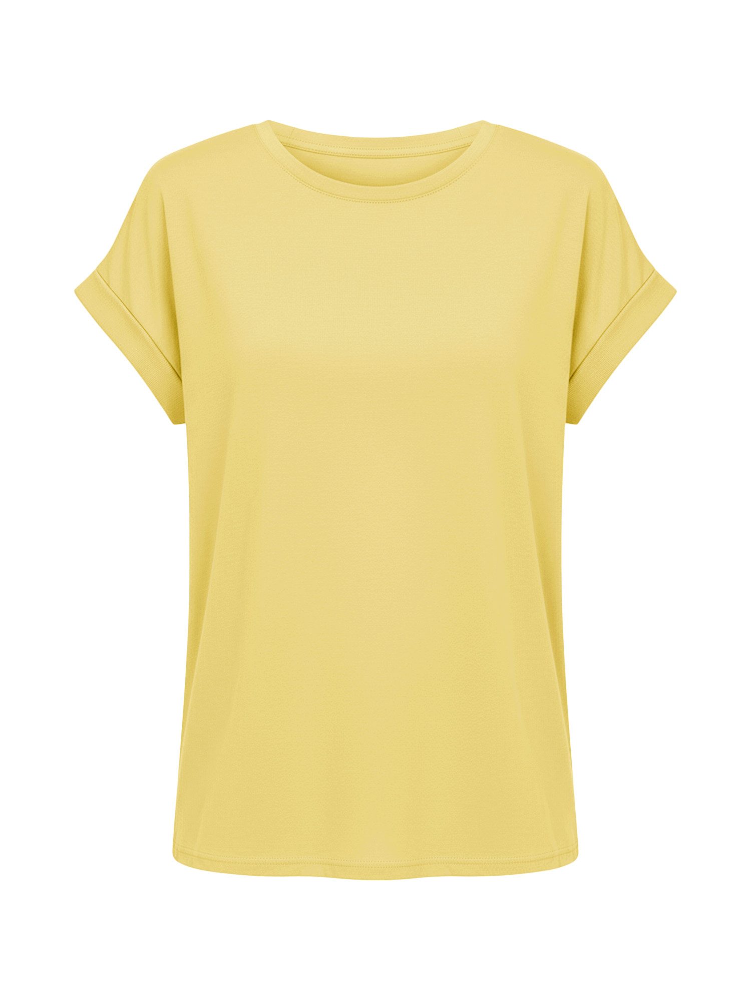 T-Shirt Rundhals Kurzarmshirt mit Rippbündchen