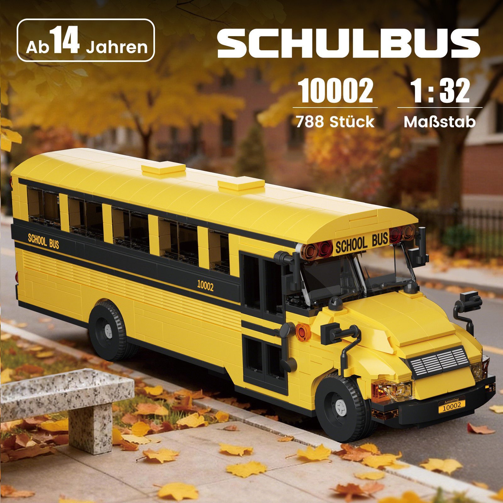 Bundviel Kreatives Stadt-Schulbus-Bausteinset Spielbausteine, (788 St)