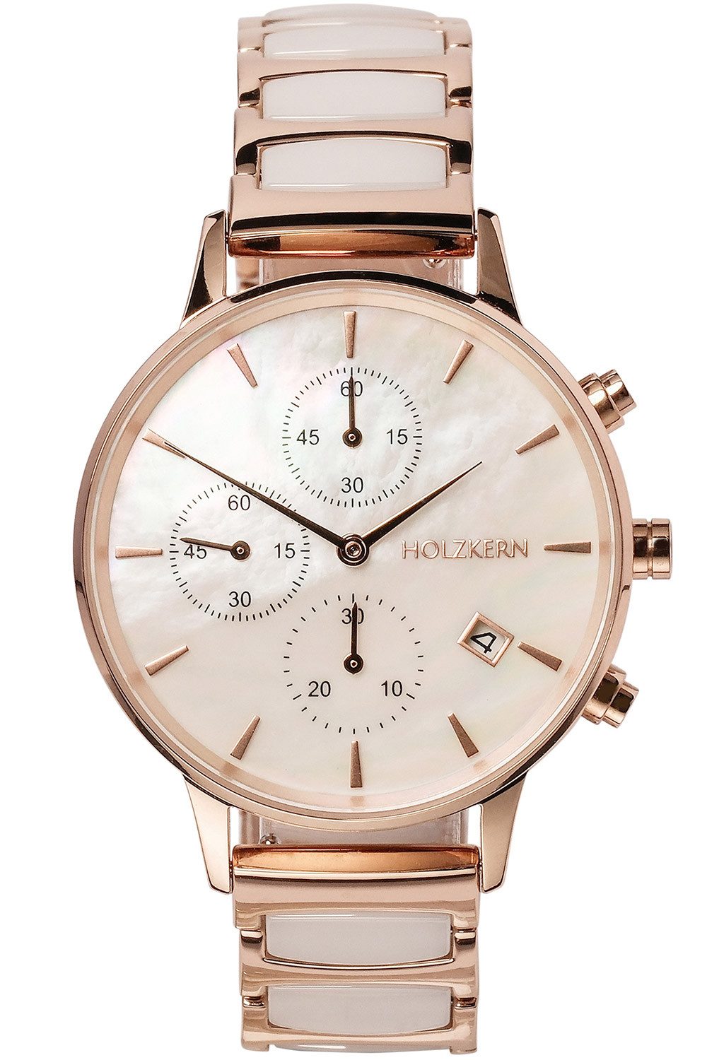 Holzkern Quarzuhr Chronograph Shiny Perlmutt/Keramik günstig online kaufen