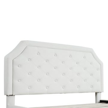 SOFTWEARY Polsterbett Doppelbett mit Lattenrost (140x200 cm), Kopfteil höhenverstellbar, Kunstleder