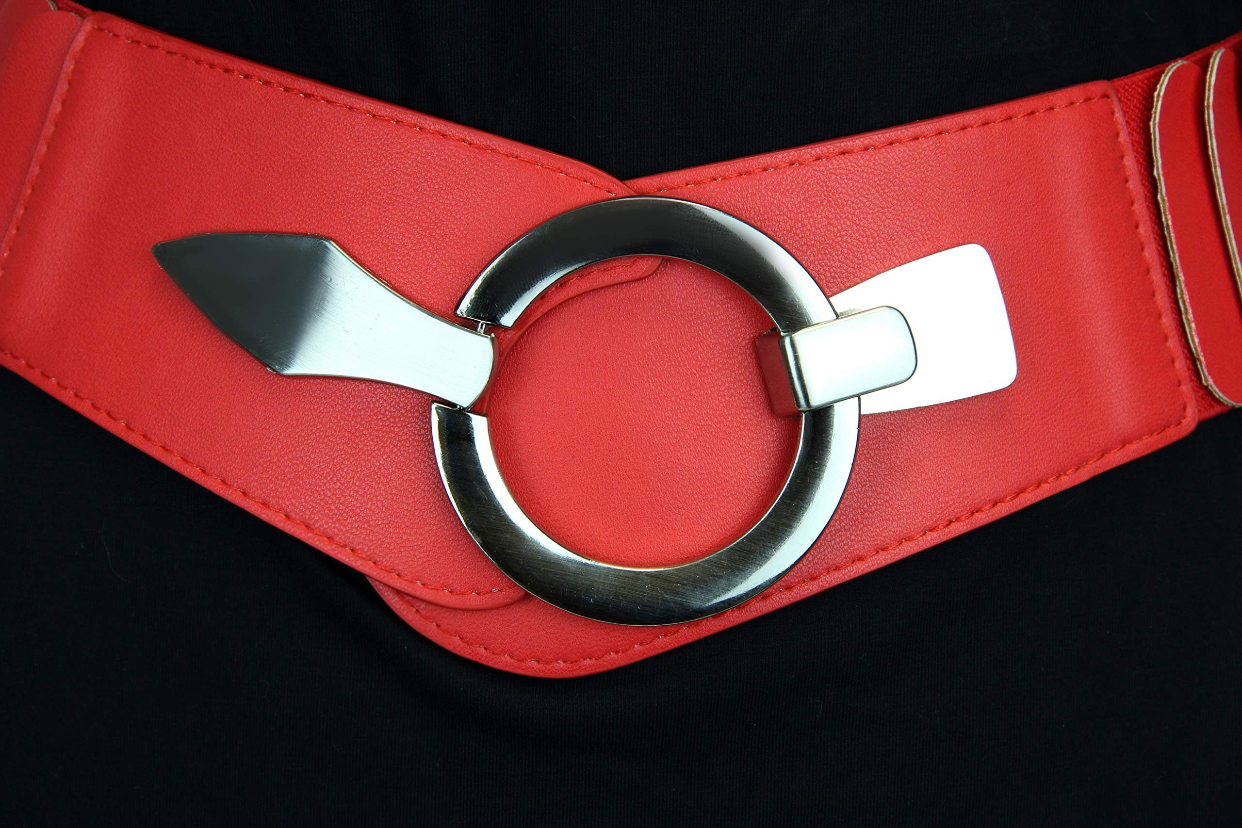 Vanessa & Melissa Taillengürtel Damen Eleganter Gürtel in 6 cm Breite, Vielseitiger Kleidergürtel Elastischer Taillengürtel, Gürtel mit silberner Ring-Schließe – Bild 2 von 5