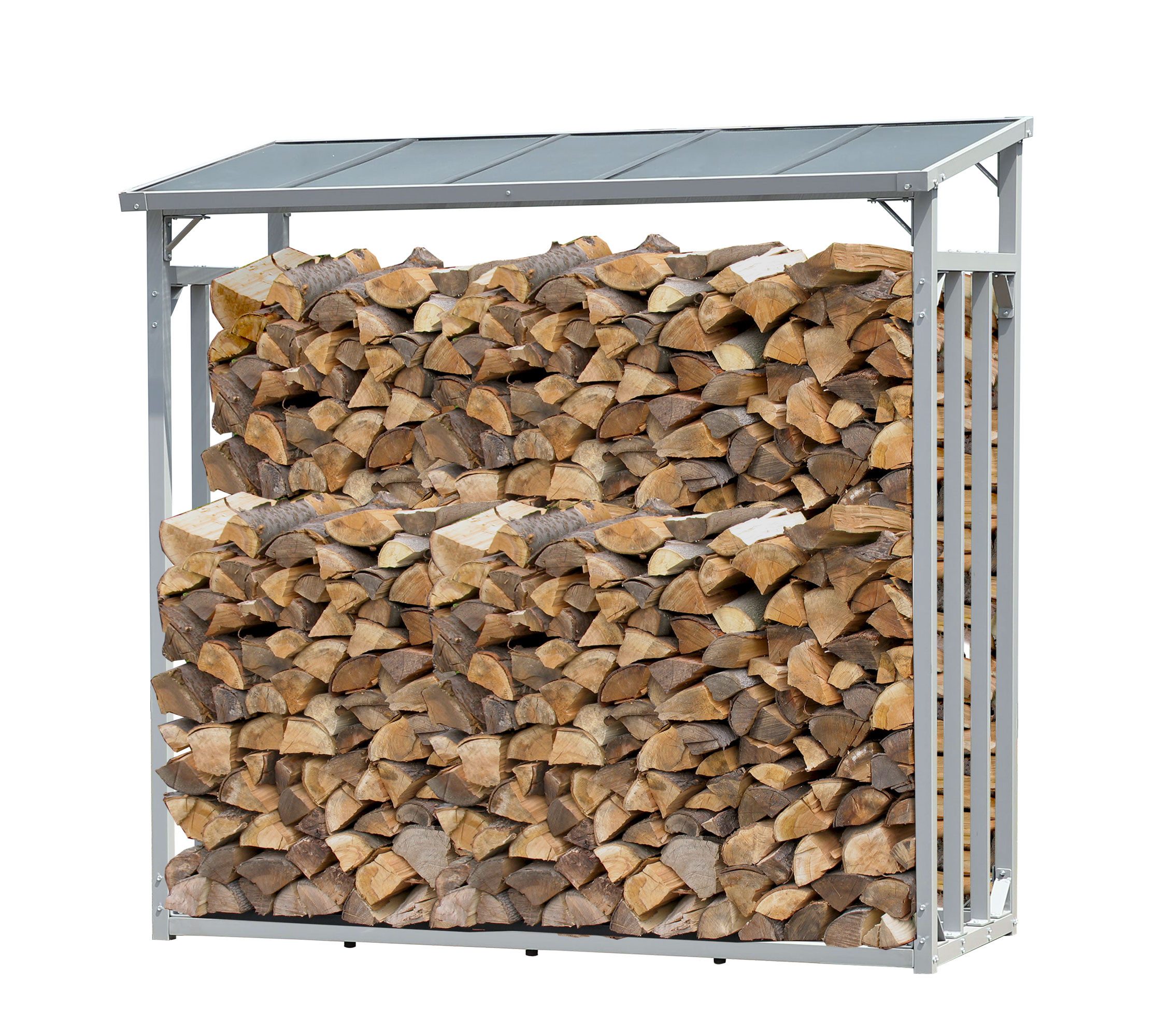 Quick Star Kaminholzregal Außen Aluminium Pro, Mehrere Größen, Mit / Ohne Wetterschutz, BxTxH:143x70x145 cm