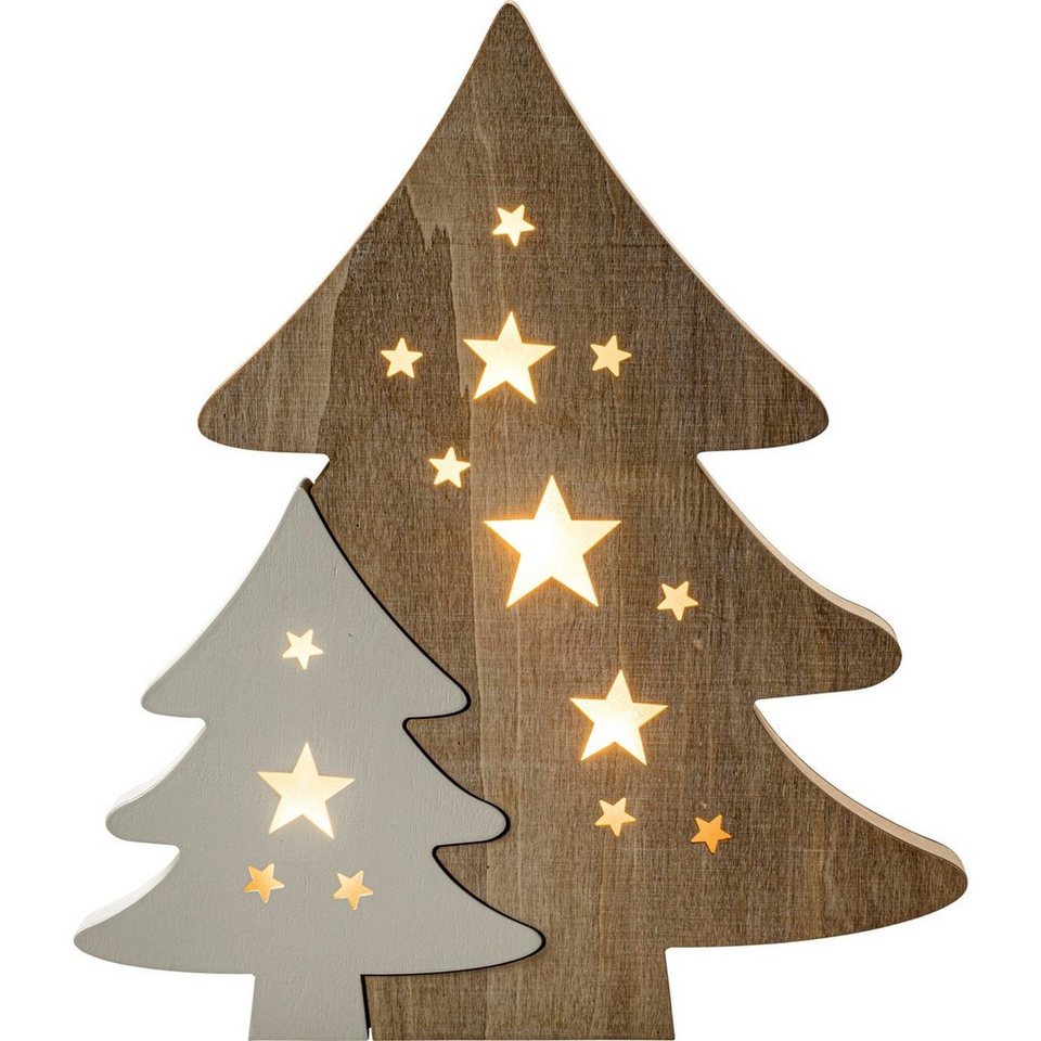 HGD Holz-Glas-Design Weihnachtsfigur Weihnachtsbaum LED beleuchtet (Stück, 1  St., 1 Holzbaum), Leuchtdeko Weihnachtsdeko