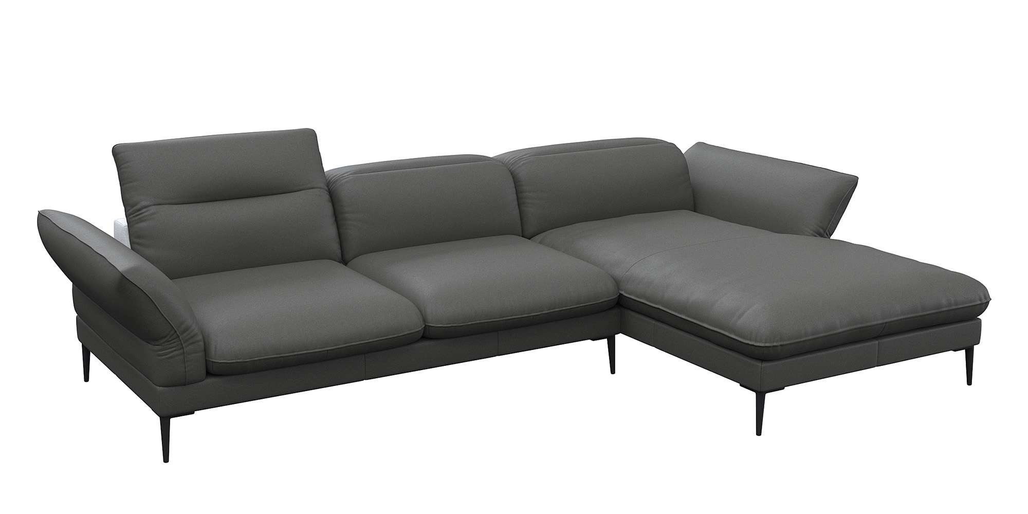 FLEXLUX Ecksofa Salino, Funktionssofa mit Recamiere, Relaxsofa, Ecksofa, Sofa mit Arm- und Kopfteil-Verstellungen, Kaltschaum & Stahl-Wellen