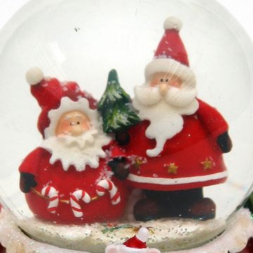 Dekohelden24 Schneekugel Schneekugel, Weihnachtsmann Duo, rot weiß, Maße H/B/Ø Kugel: ca. 8,5 (1 Stück, 1 St)
