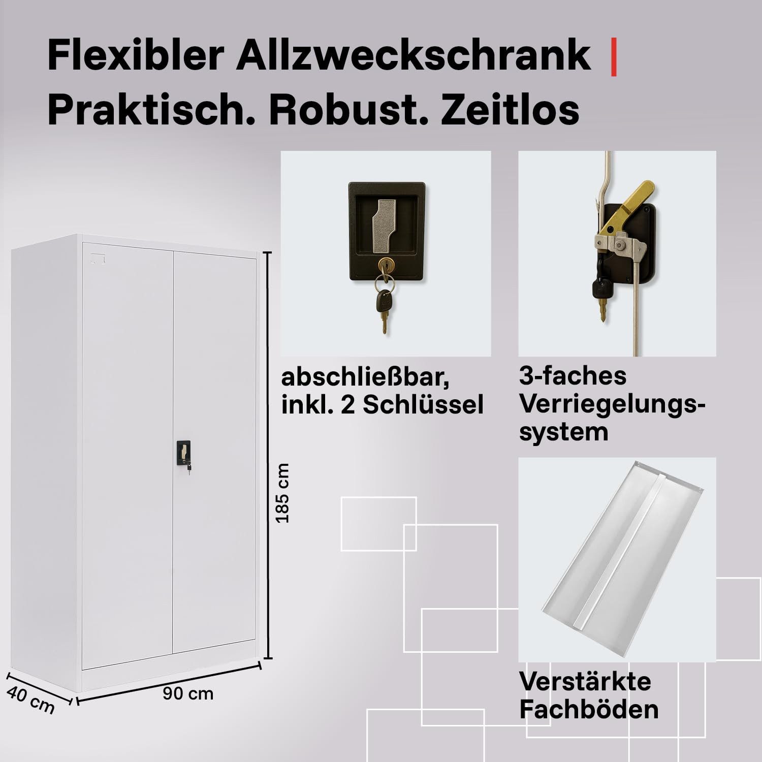 LagerZwei Aktenschrank Stahlschrank 185x90x40 cm (1-St) abschließbar