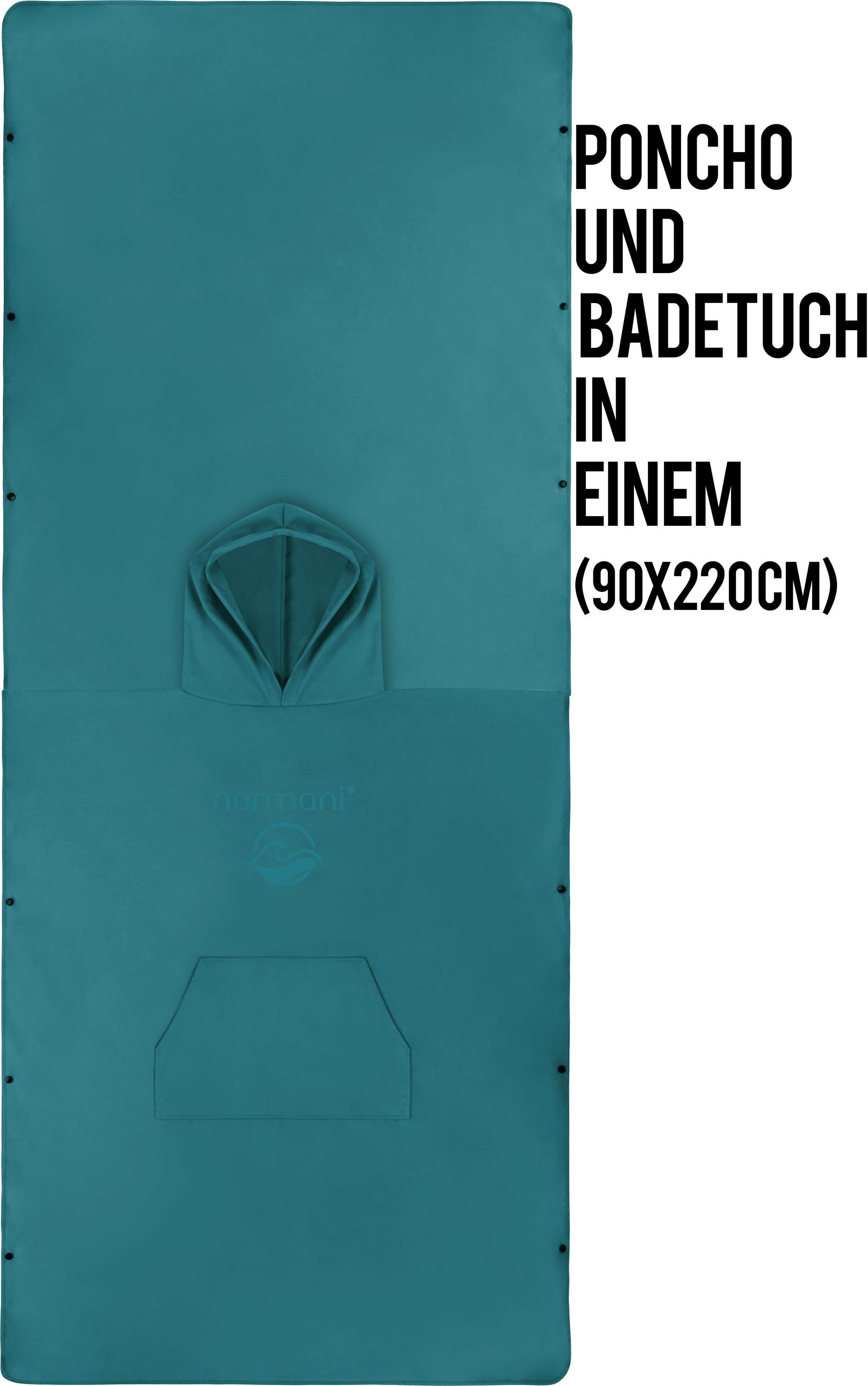 normani Unisex-Bademantel Weicher Mikrofaser Badeponcho Nosara, 110, Polyester, Kapuze, Schlupf, Surfer Poncho + Badetuch aus recyceltem Material – Bild 4 von 5