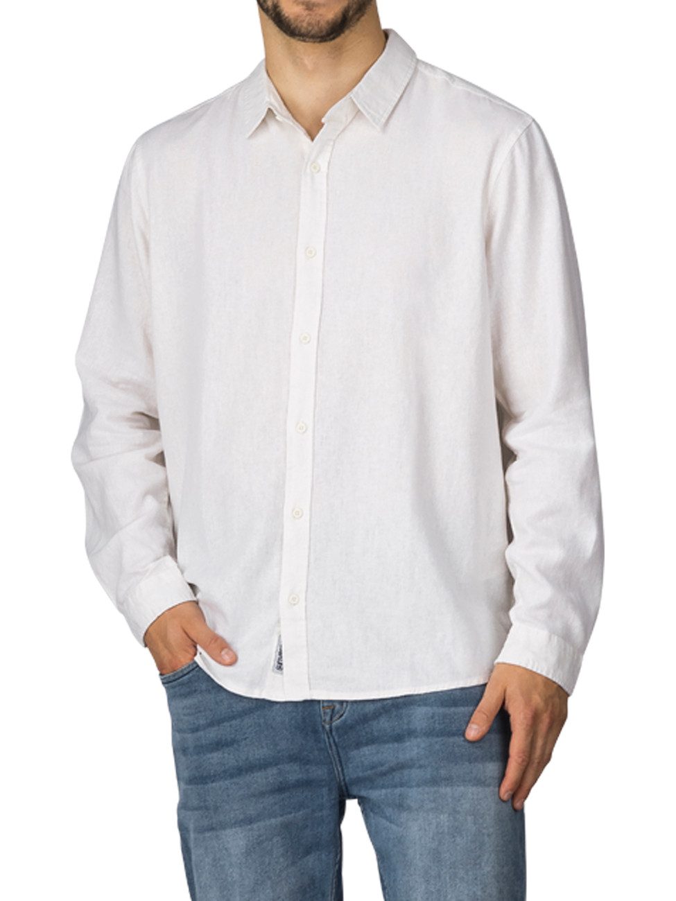 Langarmhemd riverso Herren Leinen Hemd RIVFabio Regular Fit