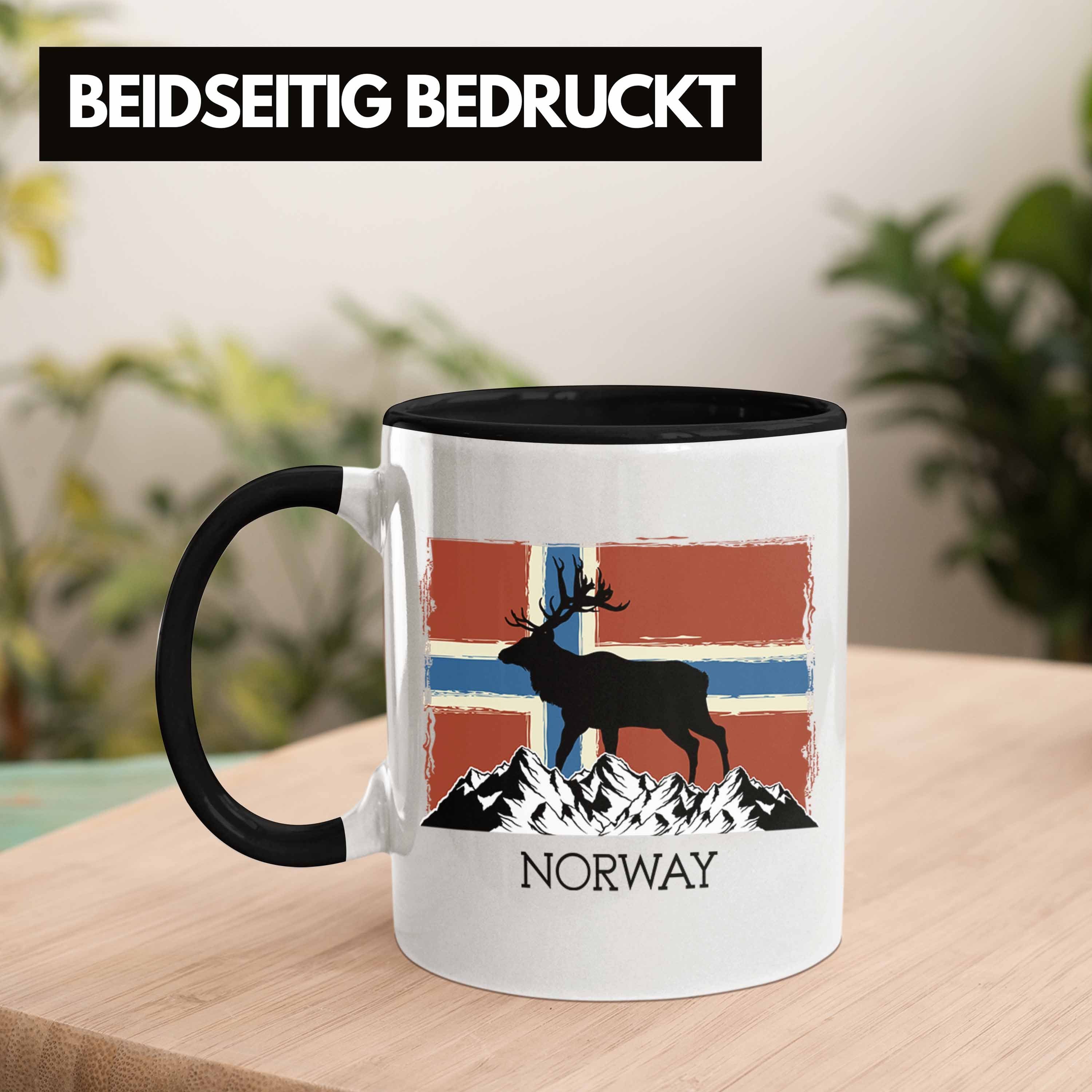 Schwarz Geschenke - Elch Flagge Tasse Tasse Norway Trendation Trendation Nordkap Norwegen