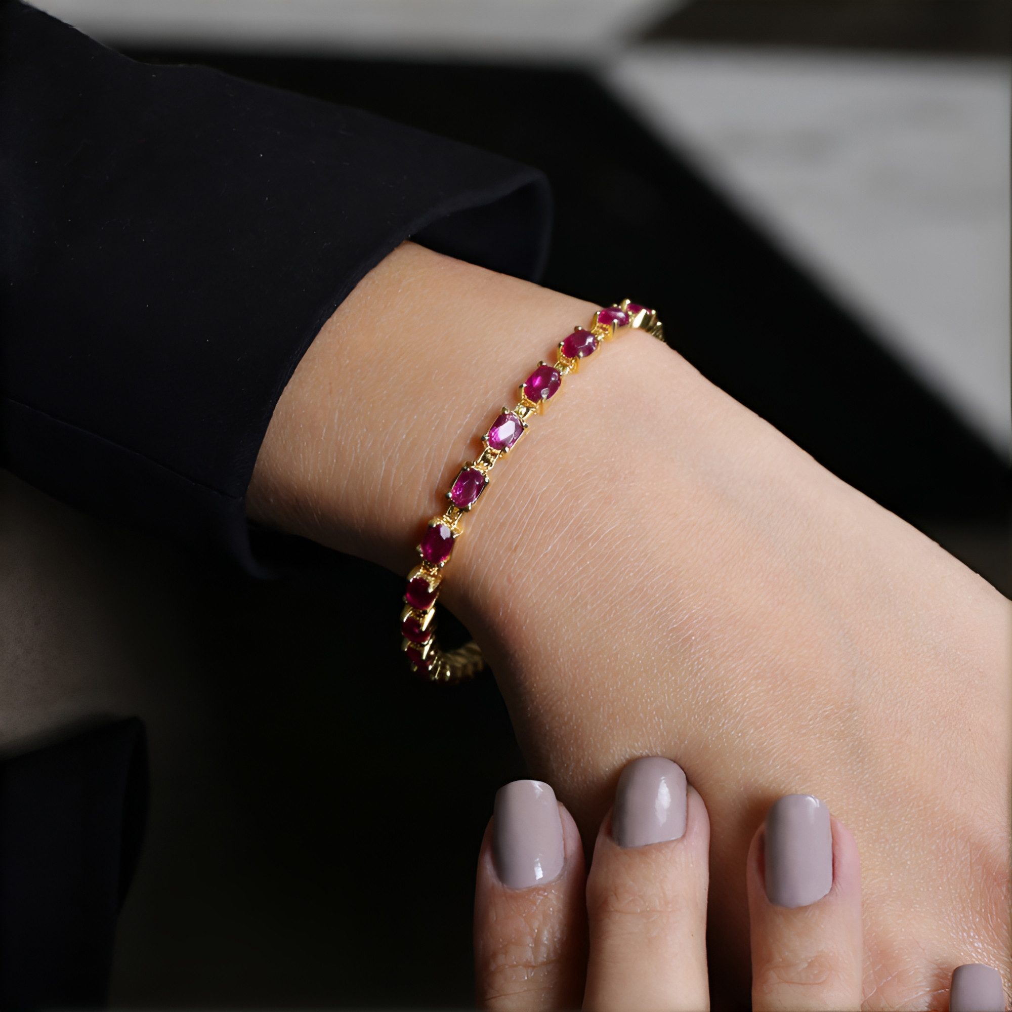 Cavill Silberarmband Cavill Rubin Armband 6,67 ct Ovalschliff 925 Goldplati günstig online kaufen