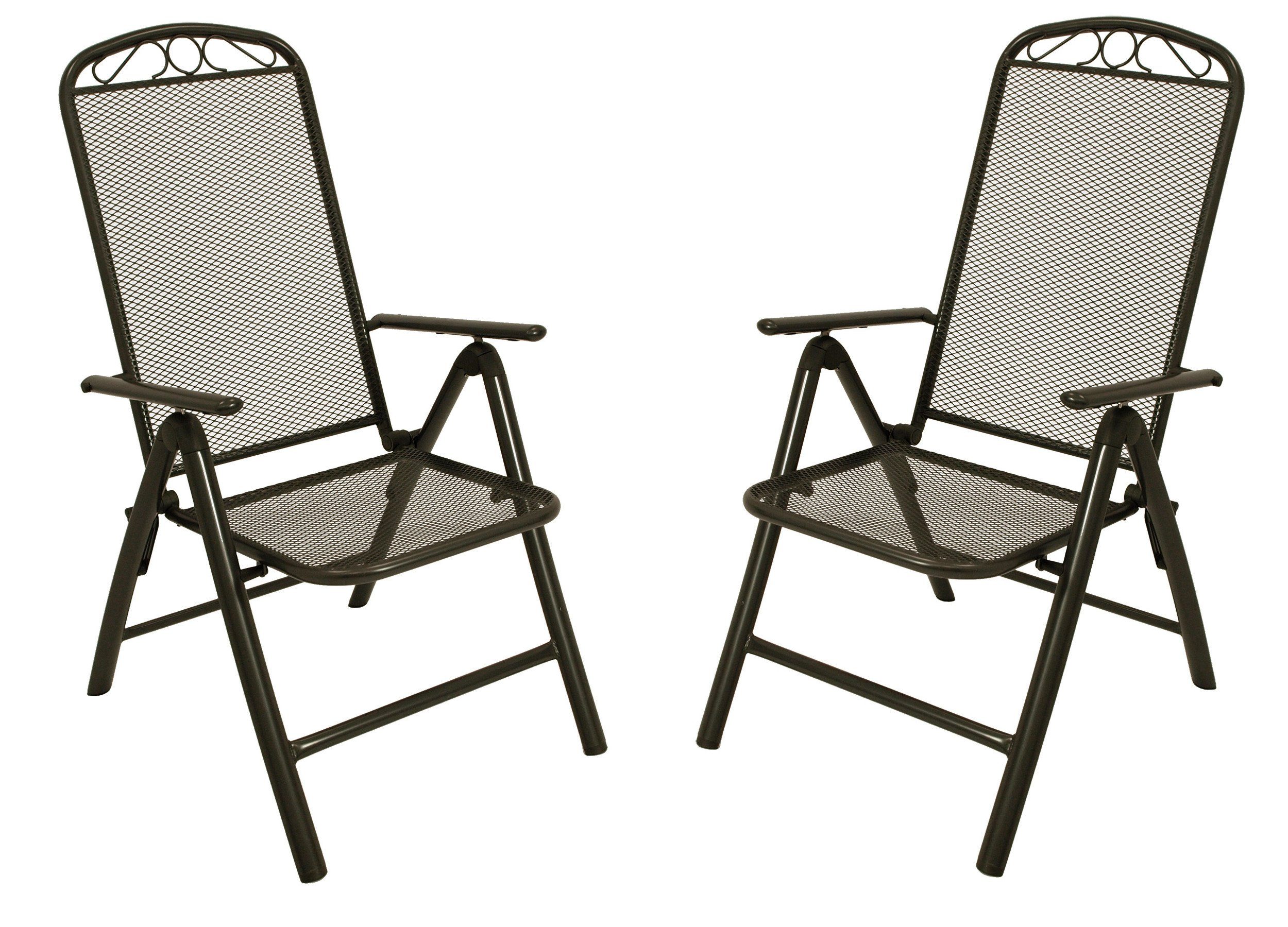 Rücken Gartensessel (2-St), anthrazit, Stahlgestell, Streckmetall, 5-fach verstellbar Rücken CLASSIC aus DEGAMO Farbe und klappbar, Sitz