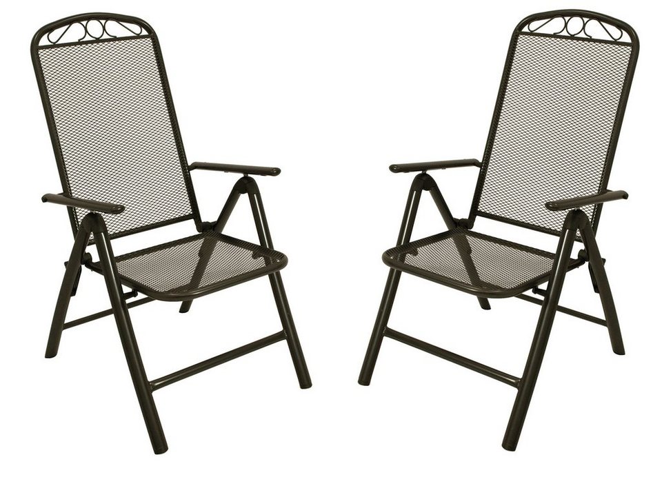 DEGAMO Gartensessel CLASSIC (2-St), Stahlgestell, Sitz und Rücken aus  Streckmetall, Farbe anthrazit, klappbar, Rücken 5-fach verstellbar